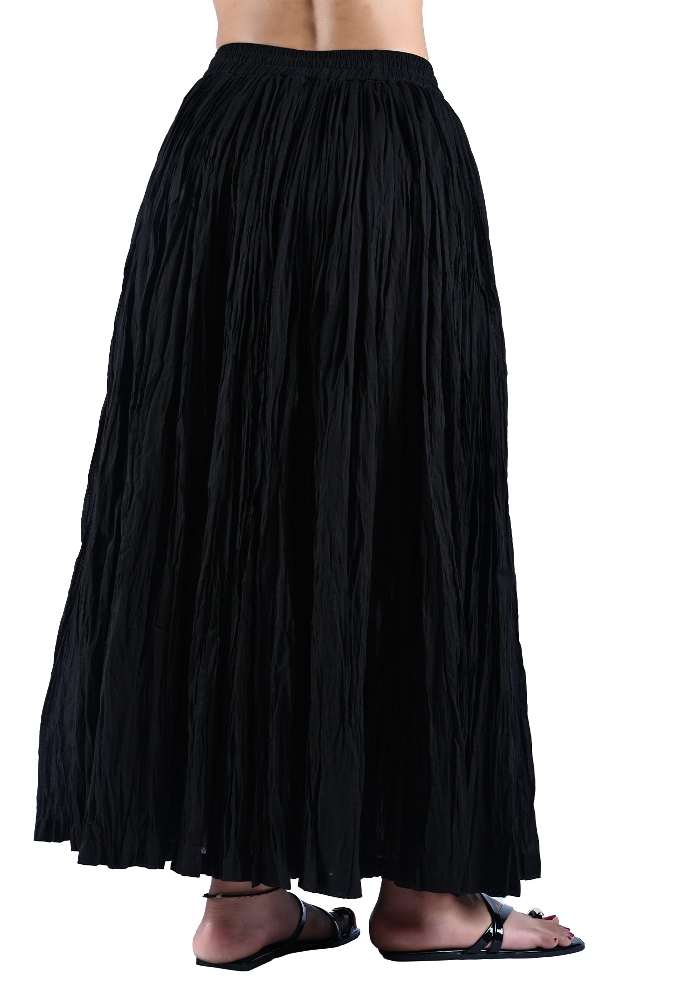 GRAYSCALE SOLID BLACK COTTON CRUSH SKIRT