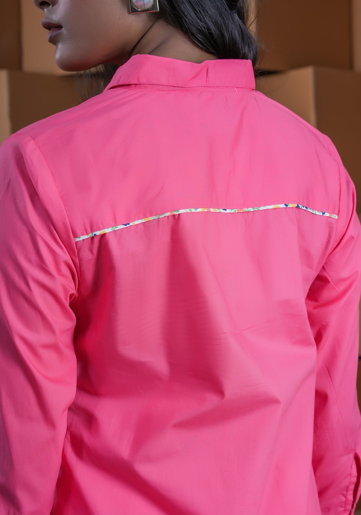 PINK SIDE STRIP FULL PLACKET SHIRT