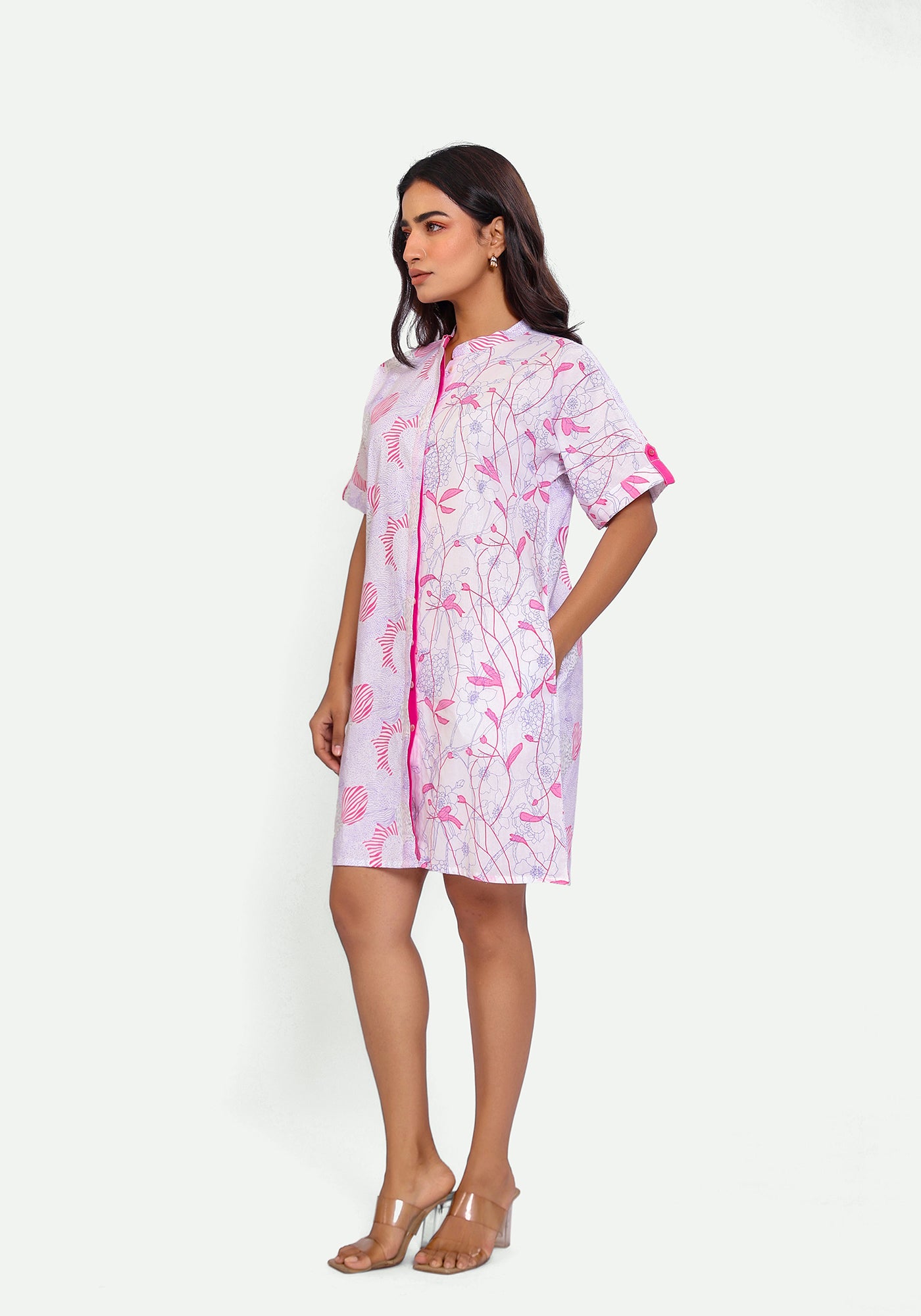 HARROZ HALF N HALF PINK DRESS