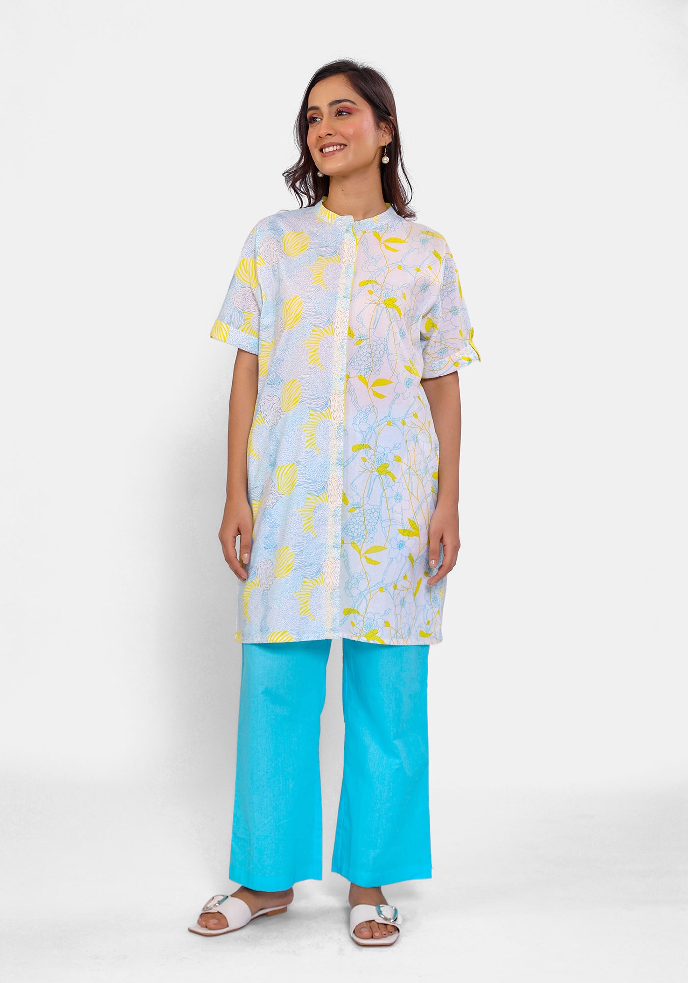 HARROZ HALF N HALF TEAL DRESS