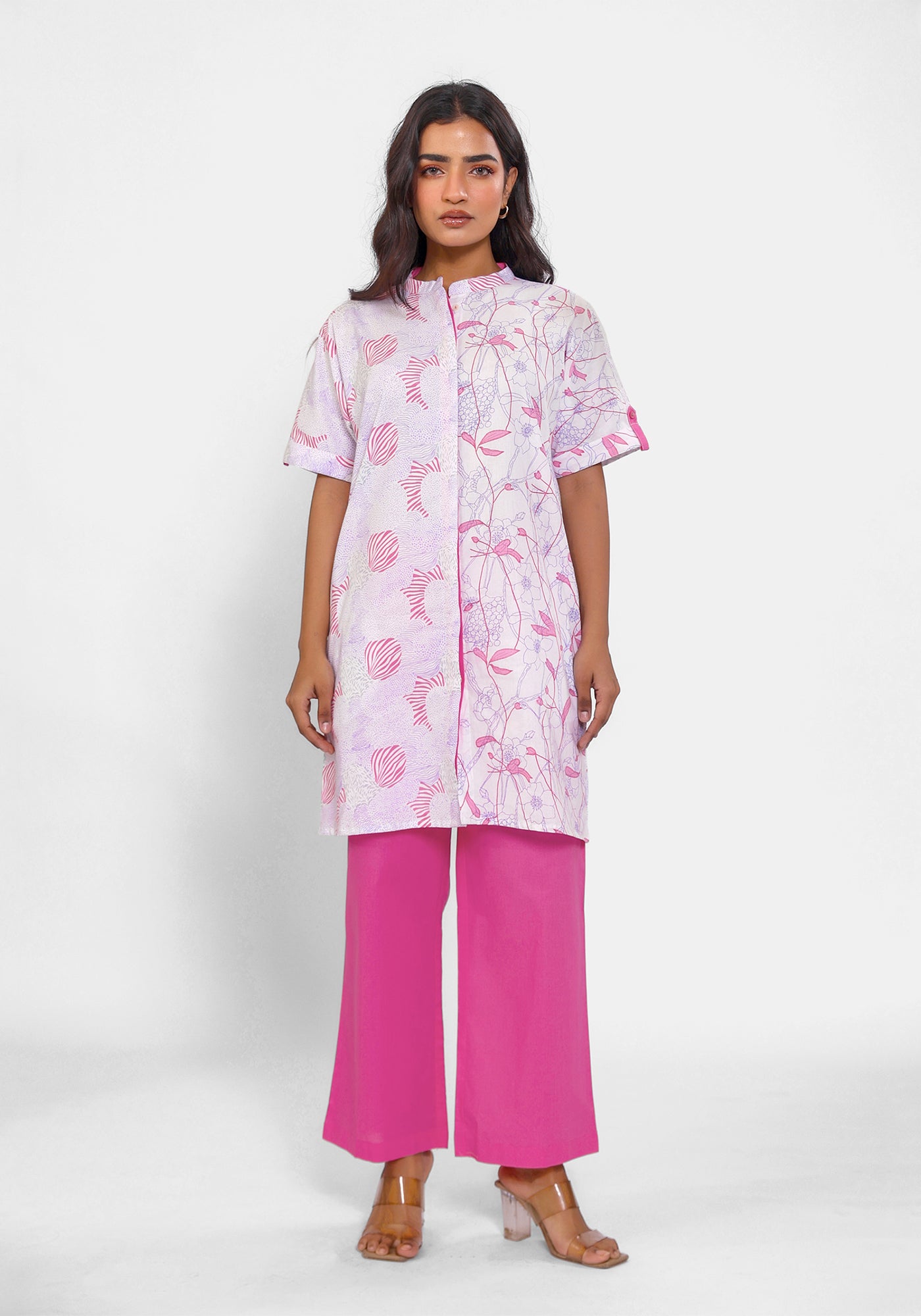 HARROZ HALF N HALF PINK DRESS