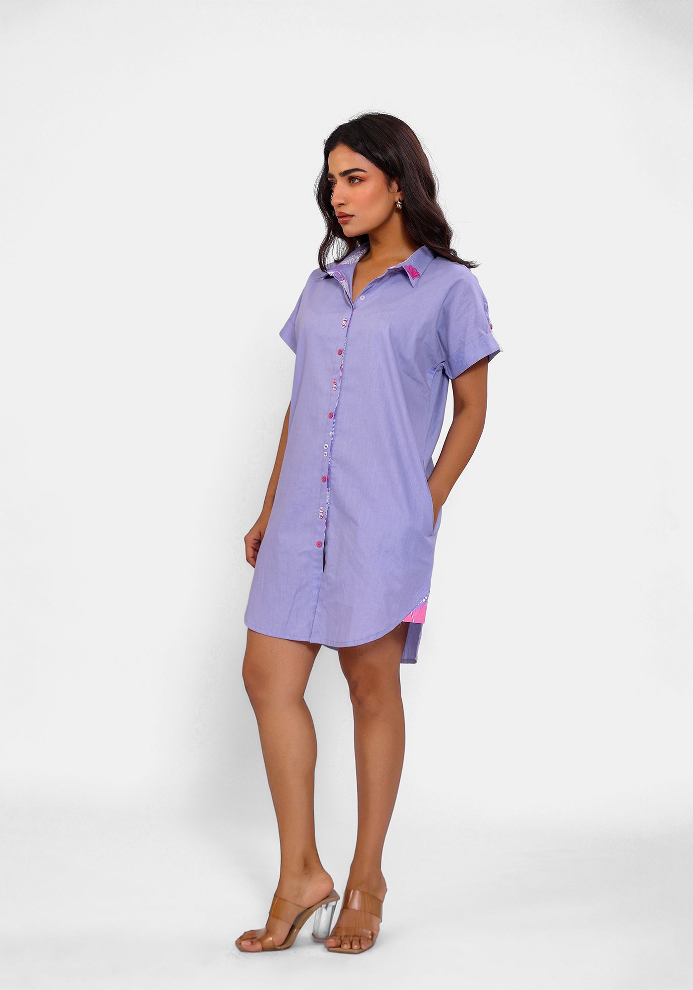 HARROZ SOLID PURPLE TUNIC DRESS