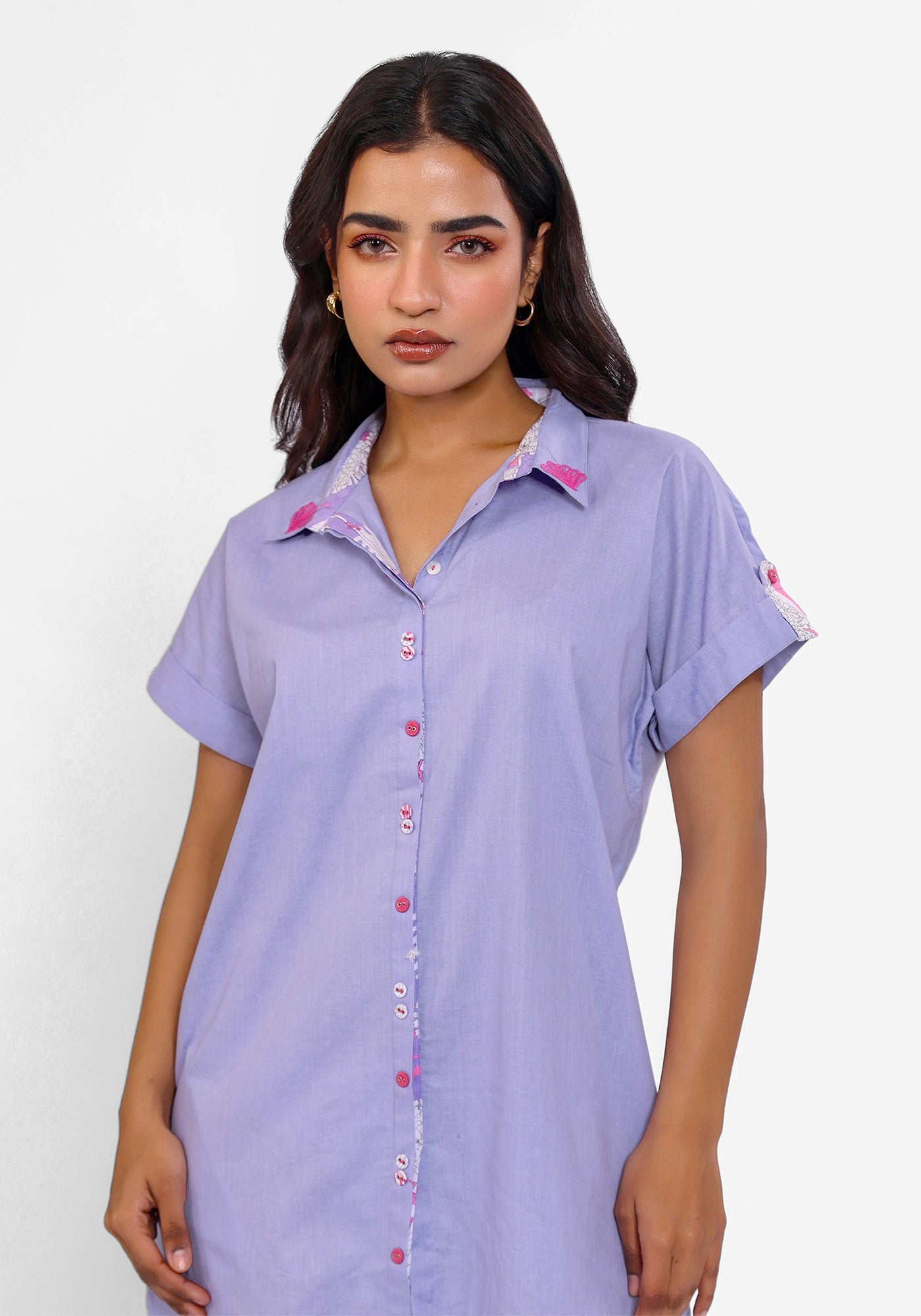 HARROZ SOLID PURPLE TUNIC DRESS