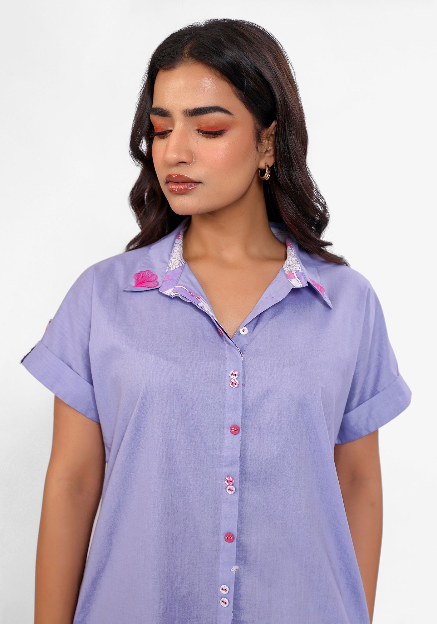 HARROZ SOLID PURPLE TUNIC DRESS