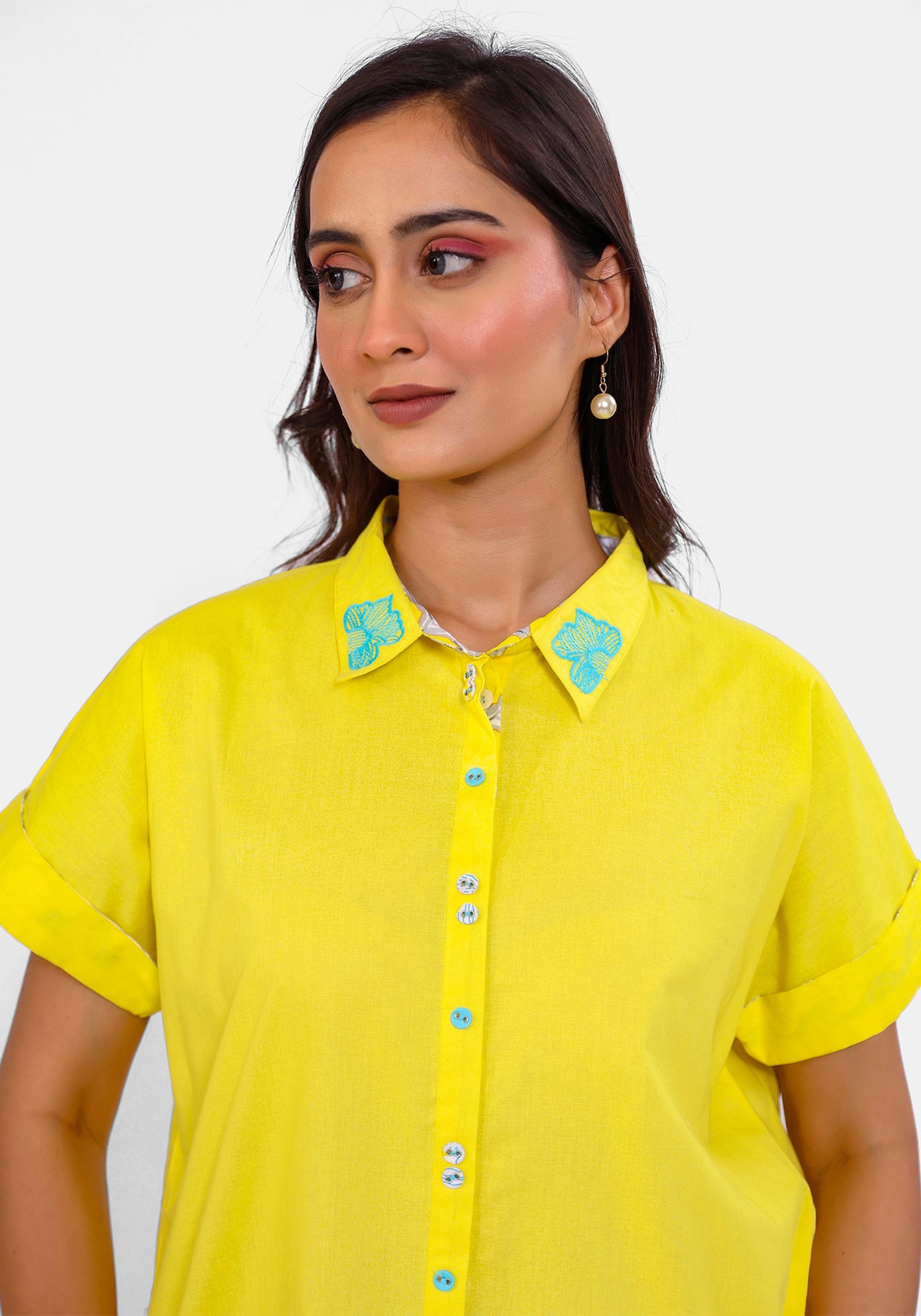 HARROZ SOLID YELLOW TUNIC DRESS