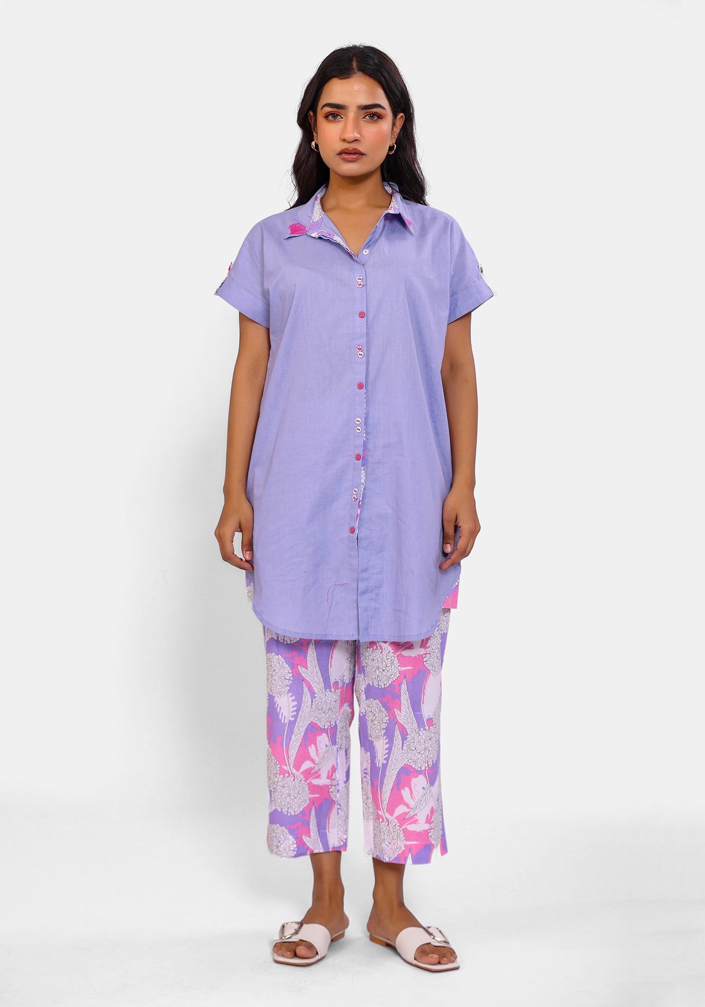 HARROZ SOLID PURPLE TUNIC DRESS