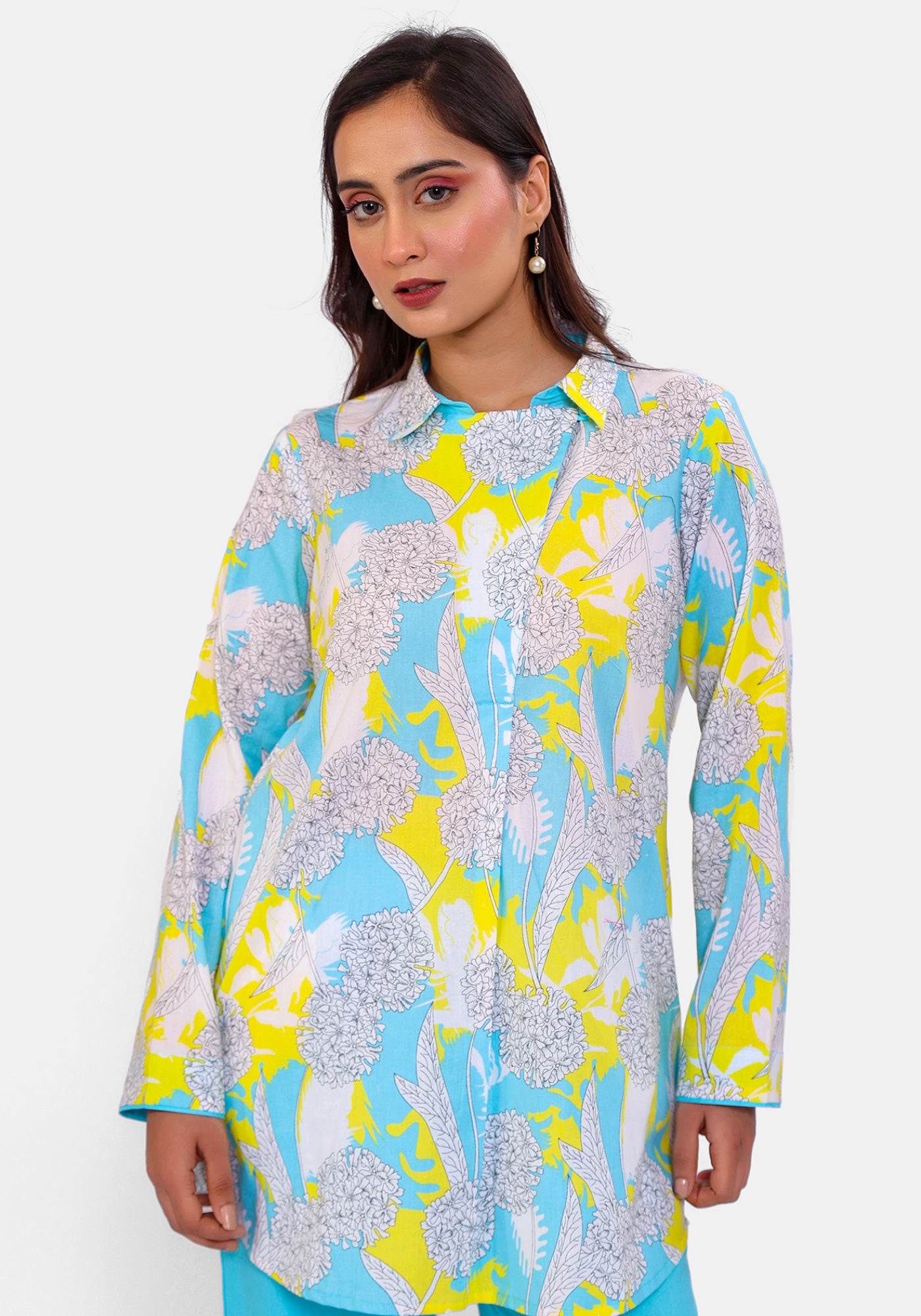 HARROZ BLOOM FLAP TEAL TUNIC