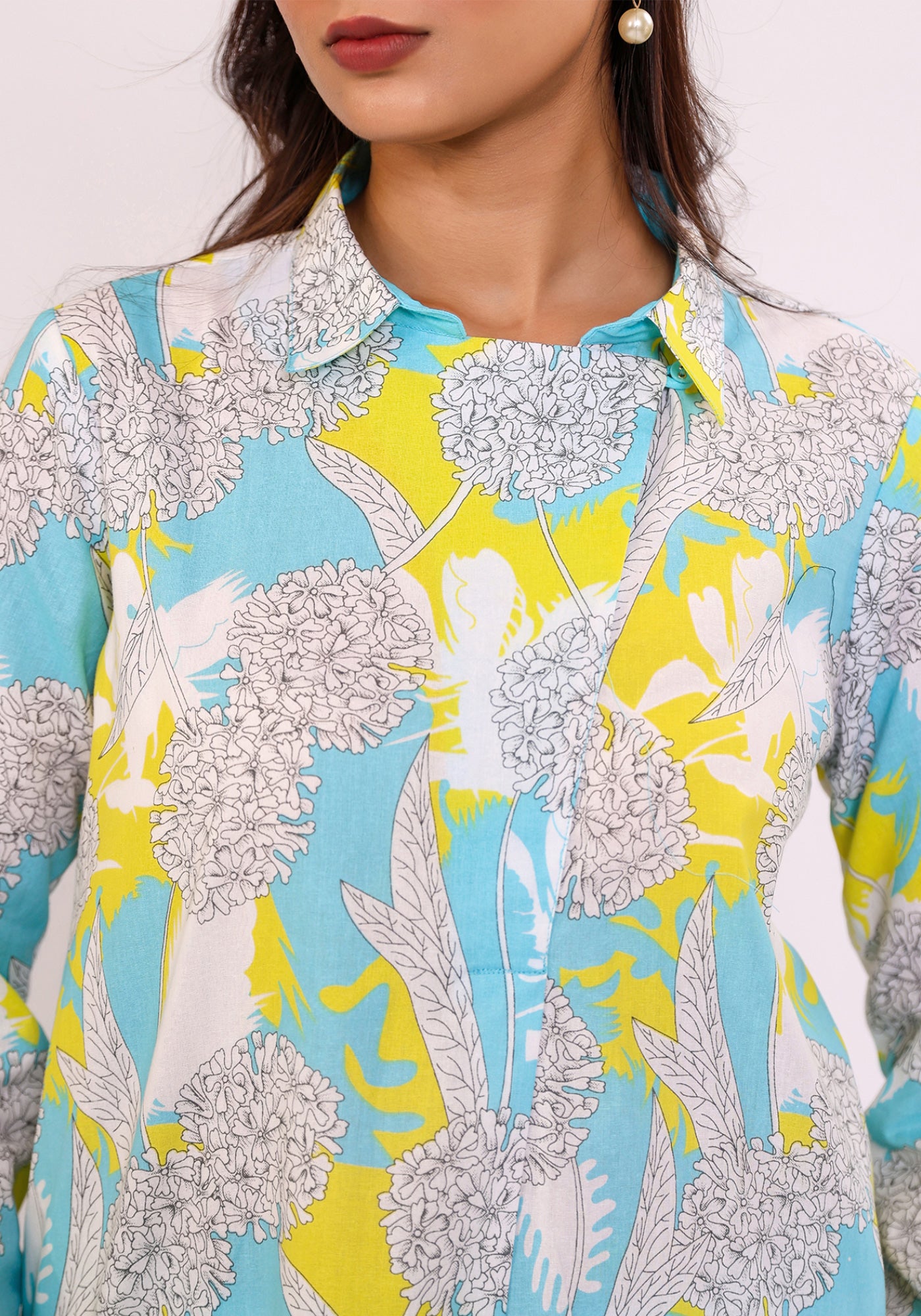 HARROZ BLOOM FLAP TEAL TUNIC
