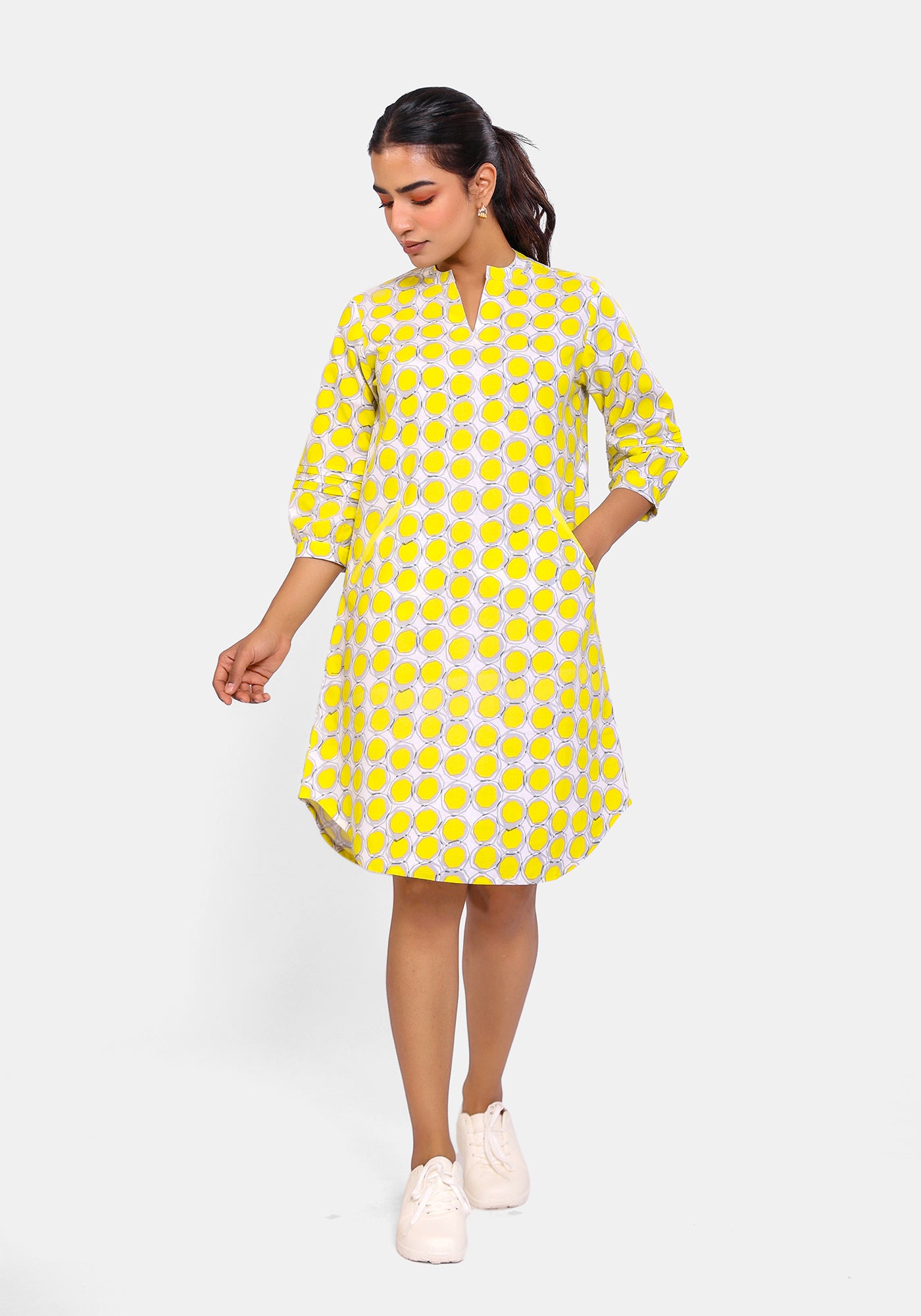 HARROZ YELLOW POLKA DRESS