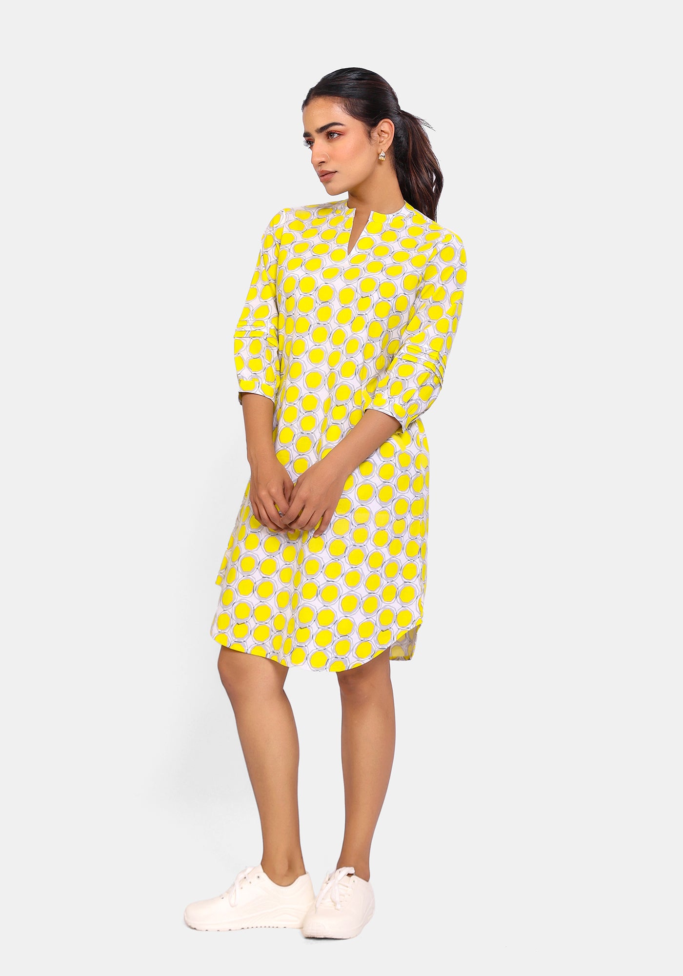 HARROZ YELLOW POLKA DRESS