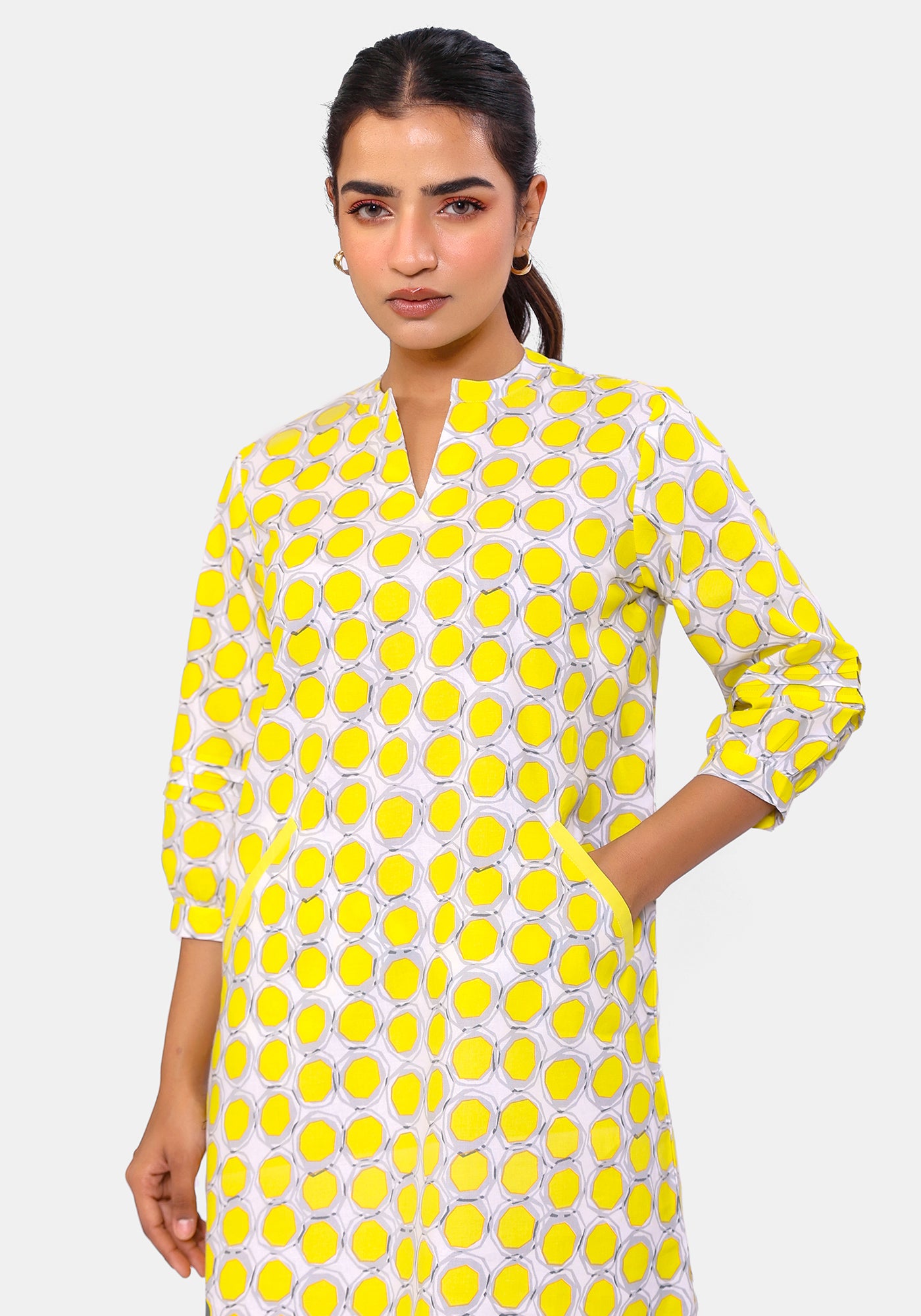 HARROZ YELLOW POLKA DRESS
