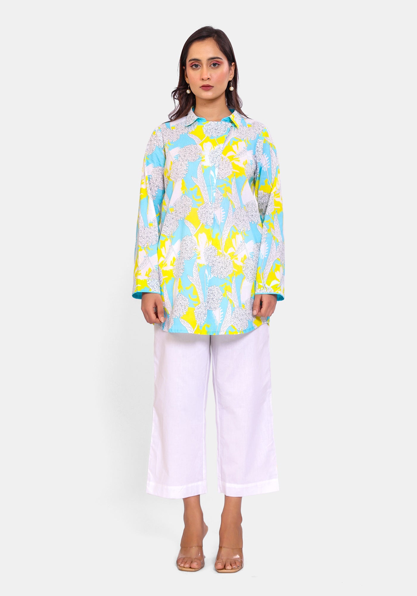 HARROZ BLOOM FLAP TEAL TUNIC