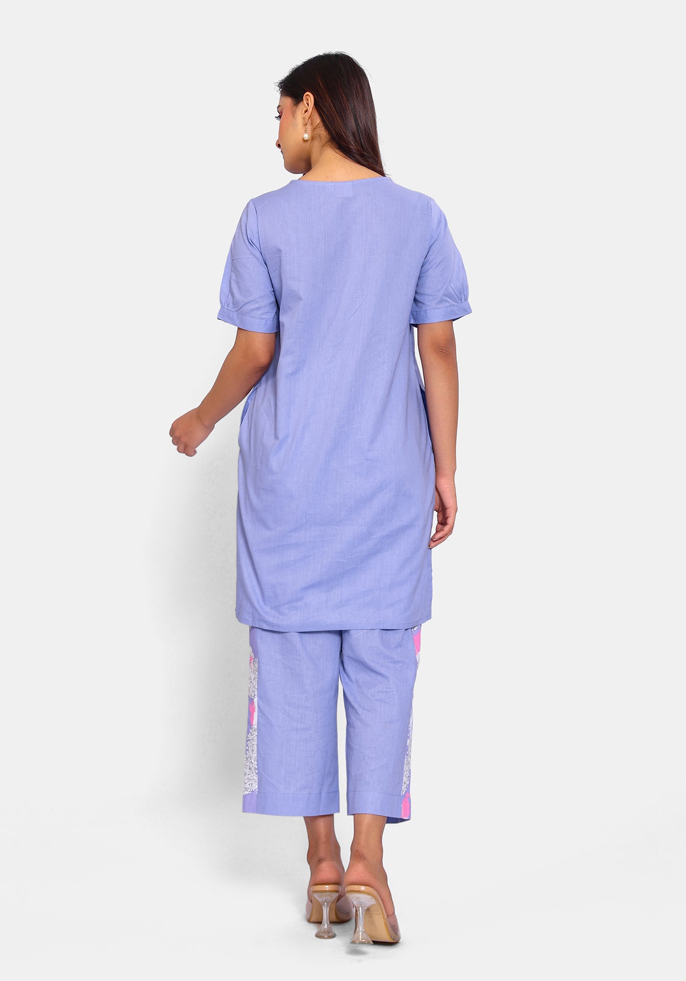 HARROZ SOLID PURPLE EMB TUNIC