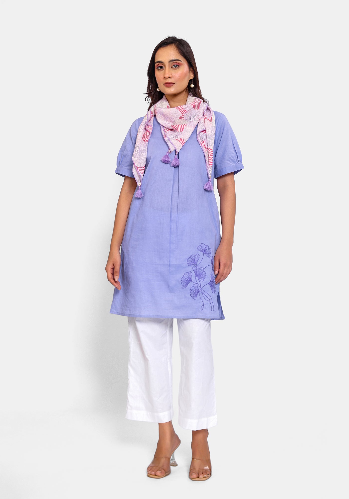 HARROZ SOLID PURPLE EMB TUNIC