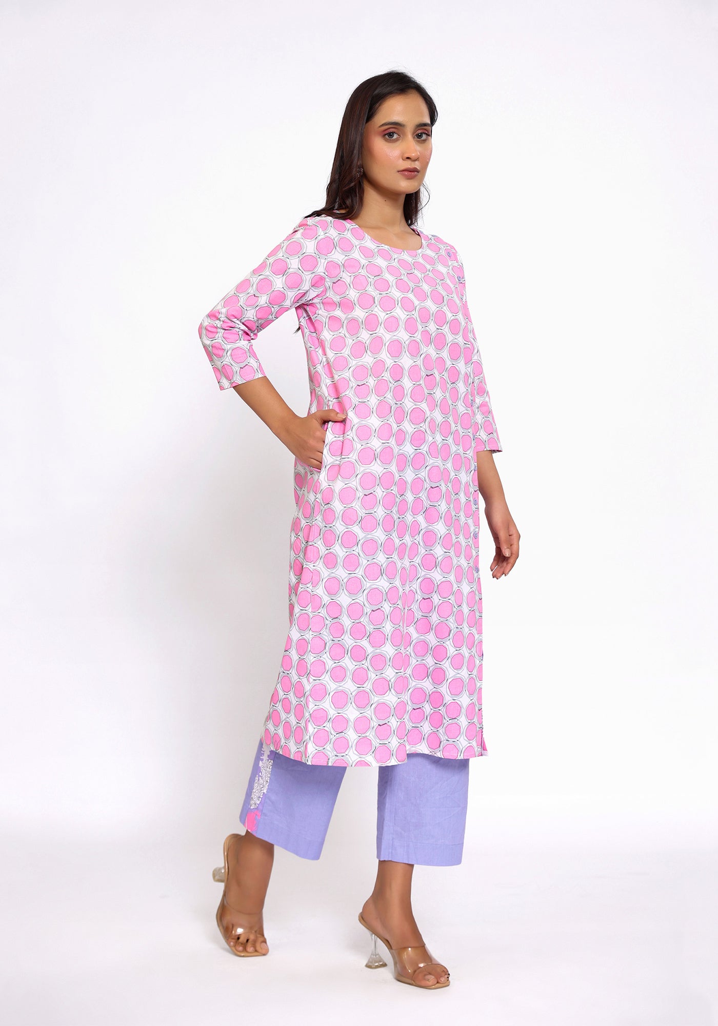 HARROZ PINK POLKA KURTA