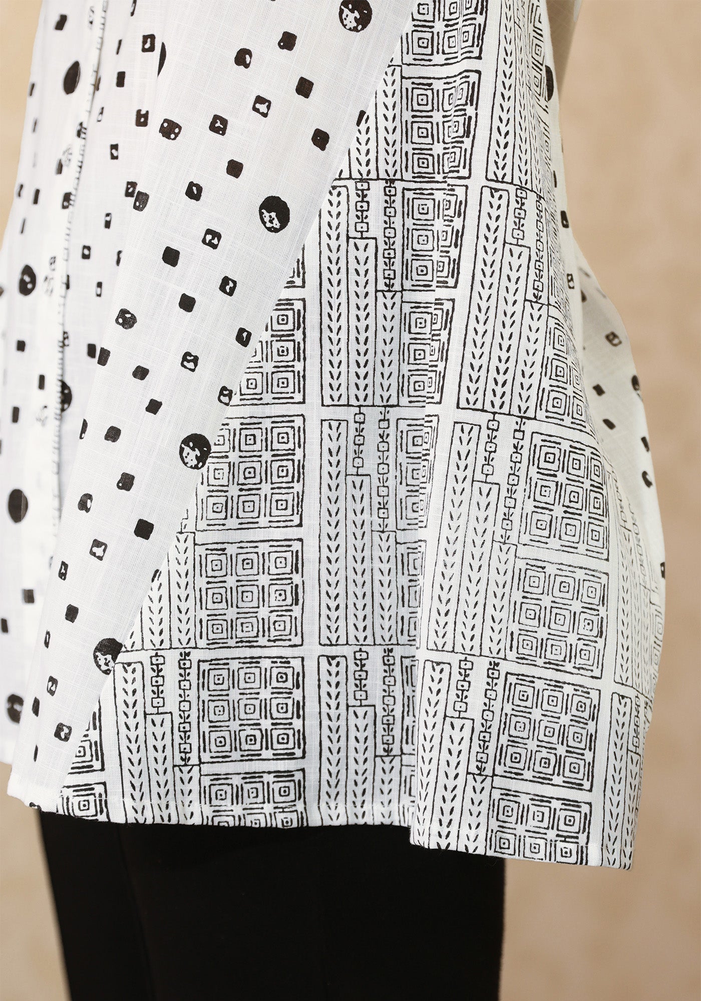 GRAYSCALE POLKA PANEL SHIRT
