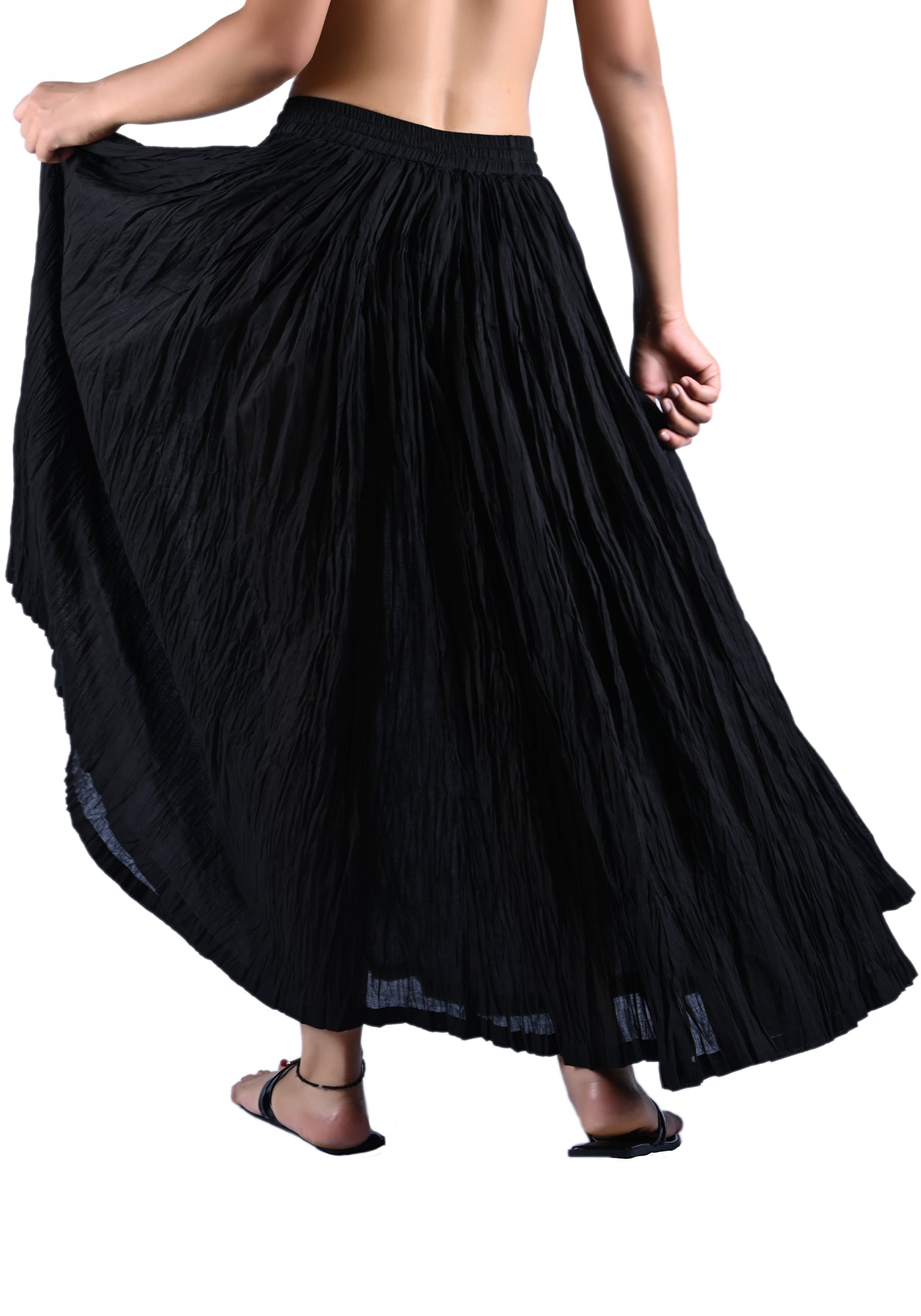 GRAYSCALE SOLID BLACK COTTON CRUSH SKIRT