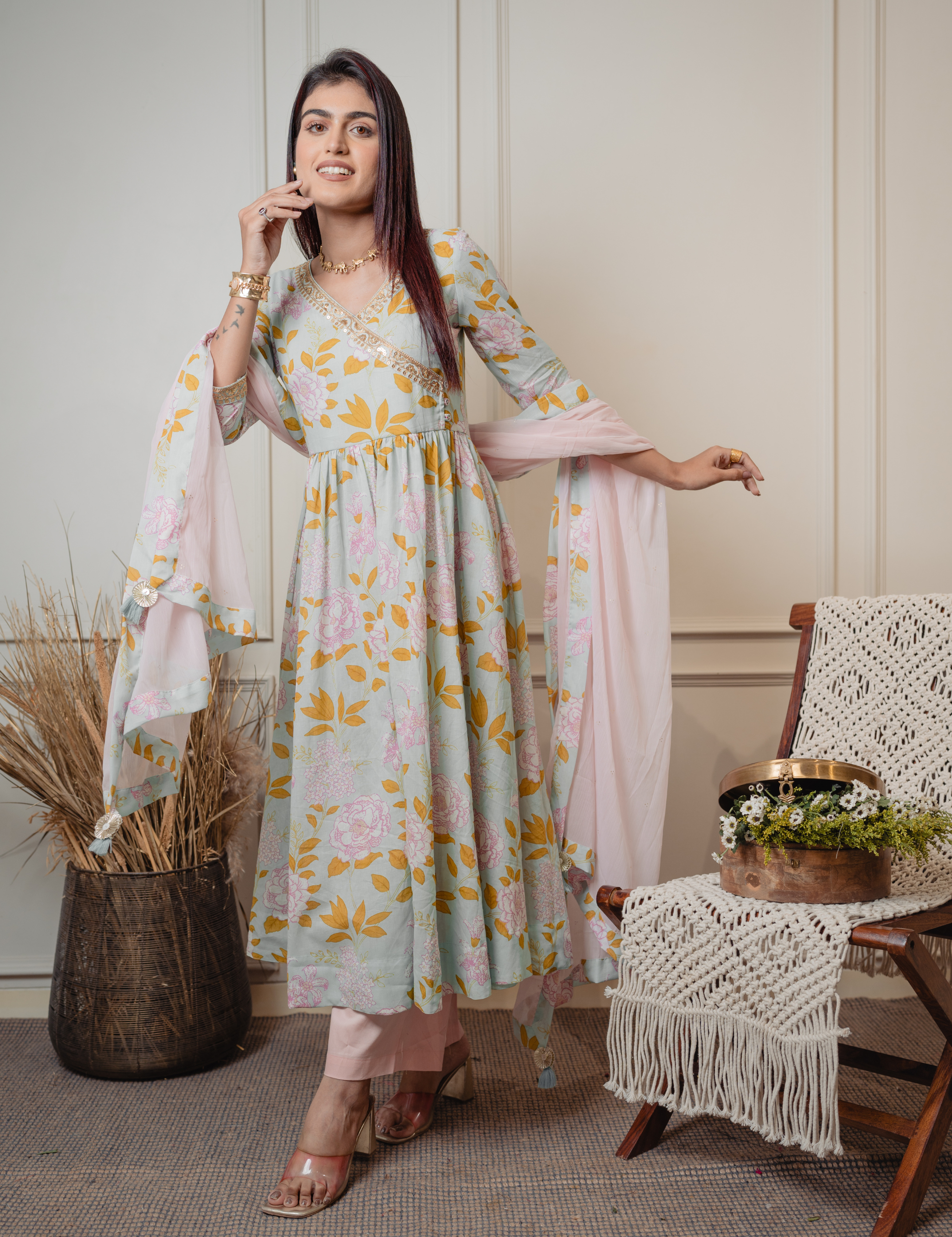 ANAITA 3 PC ANGRAKHA KURTA SET