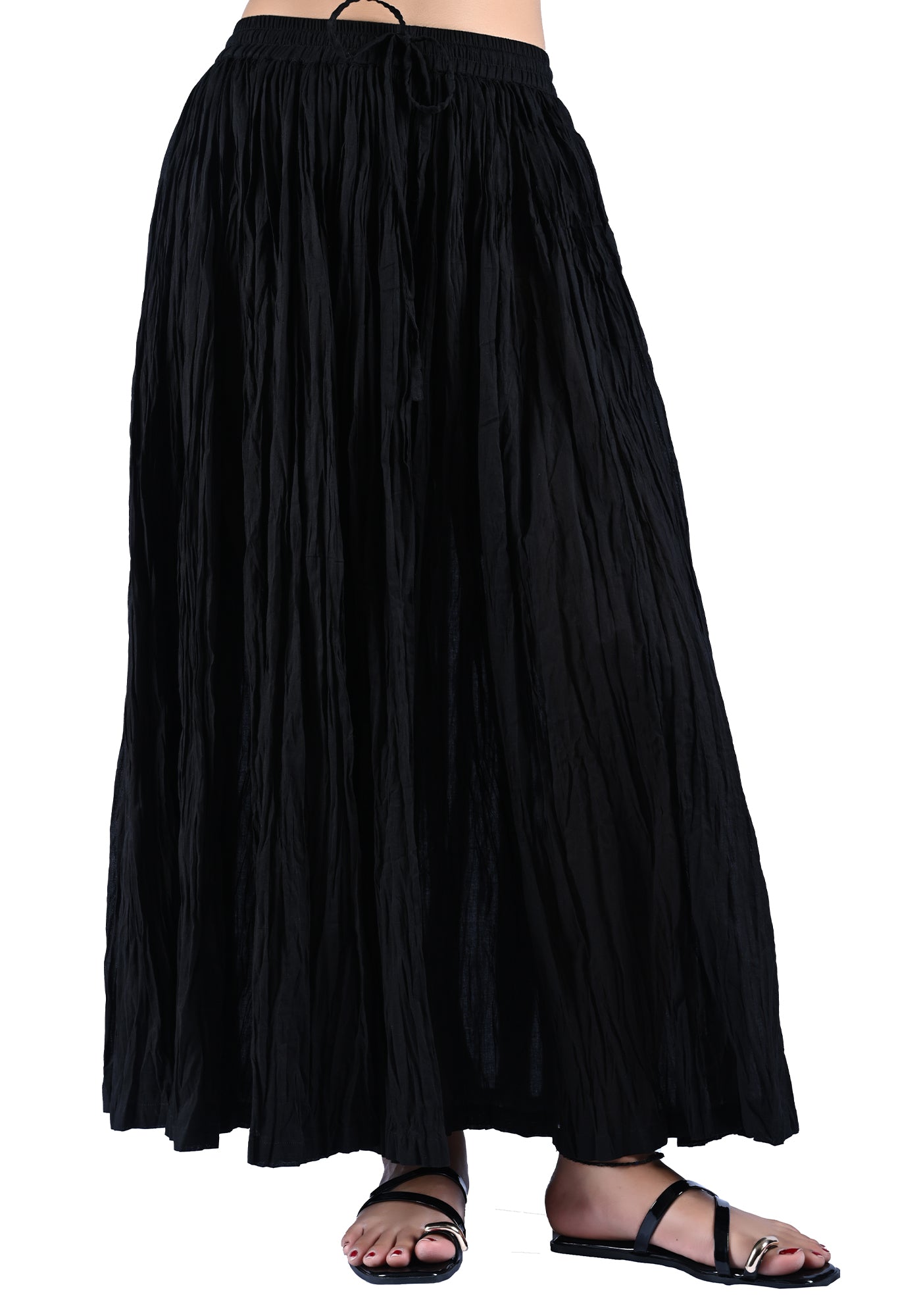 GRAYSCALE SOLID BLACK COTTON CRUSH SKIRT