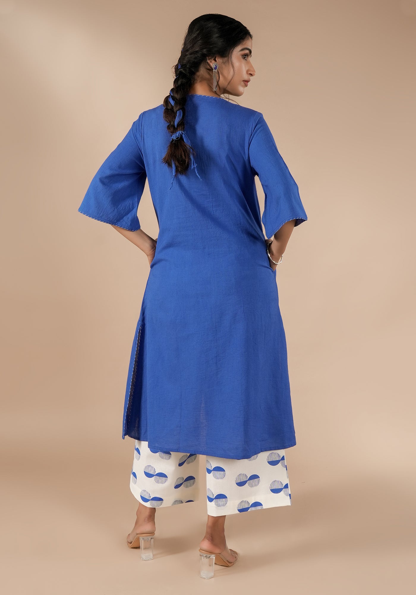 BINDU SOLID BLUE SIDE SLIT KURTA