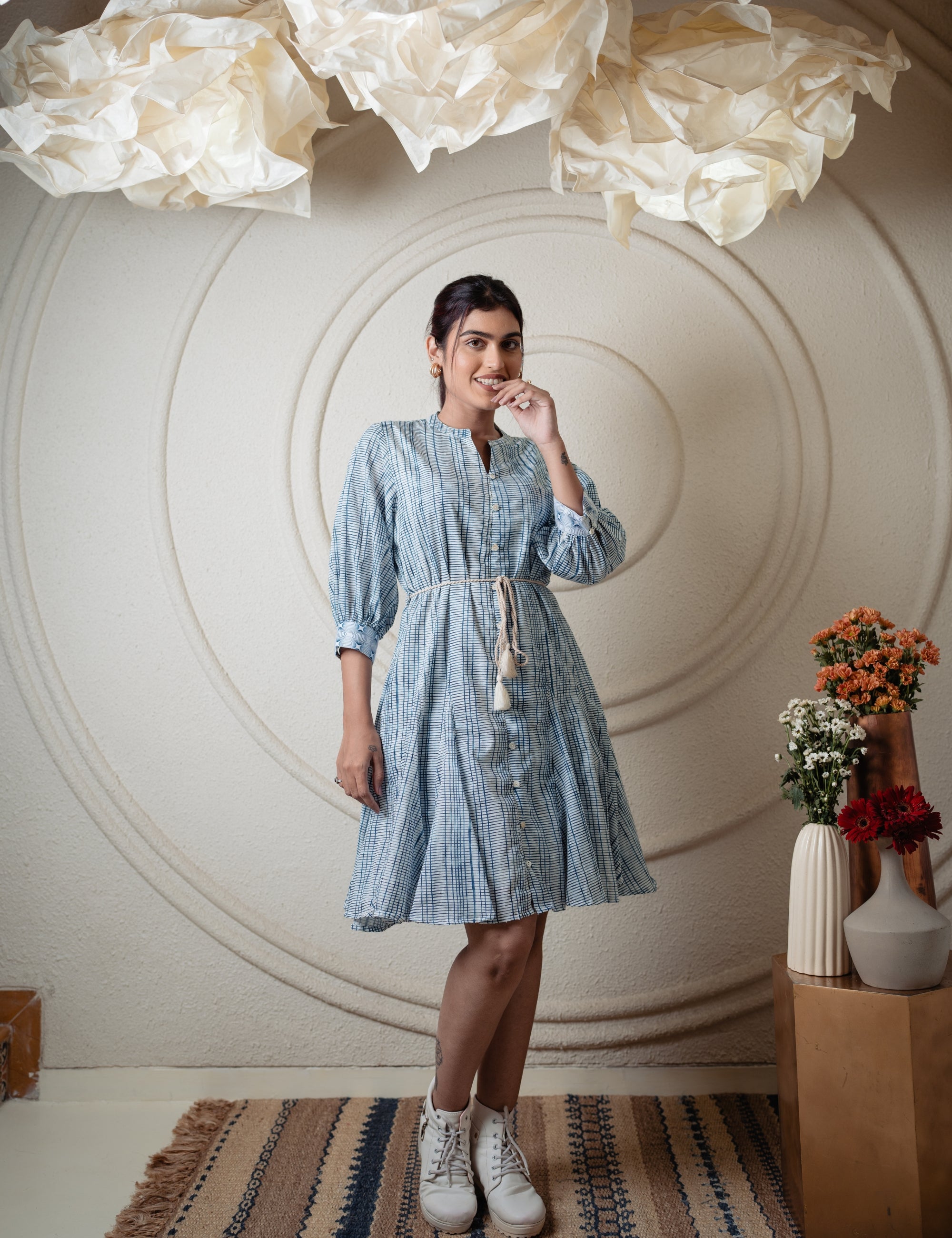 AVA DRESS WITH TIE UP BELT