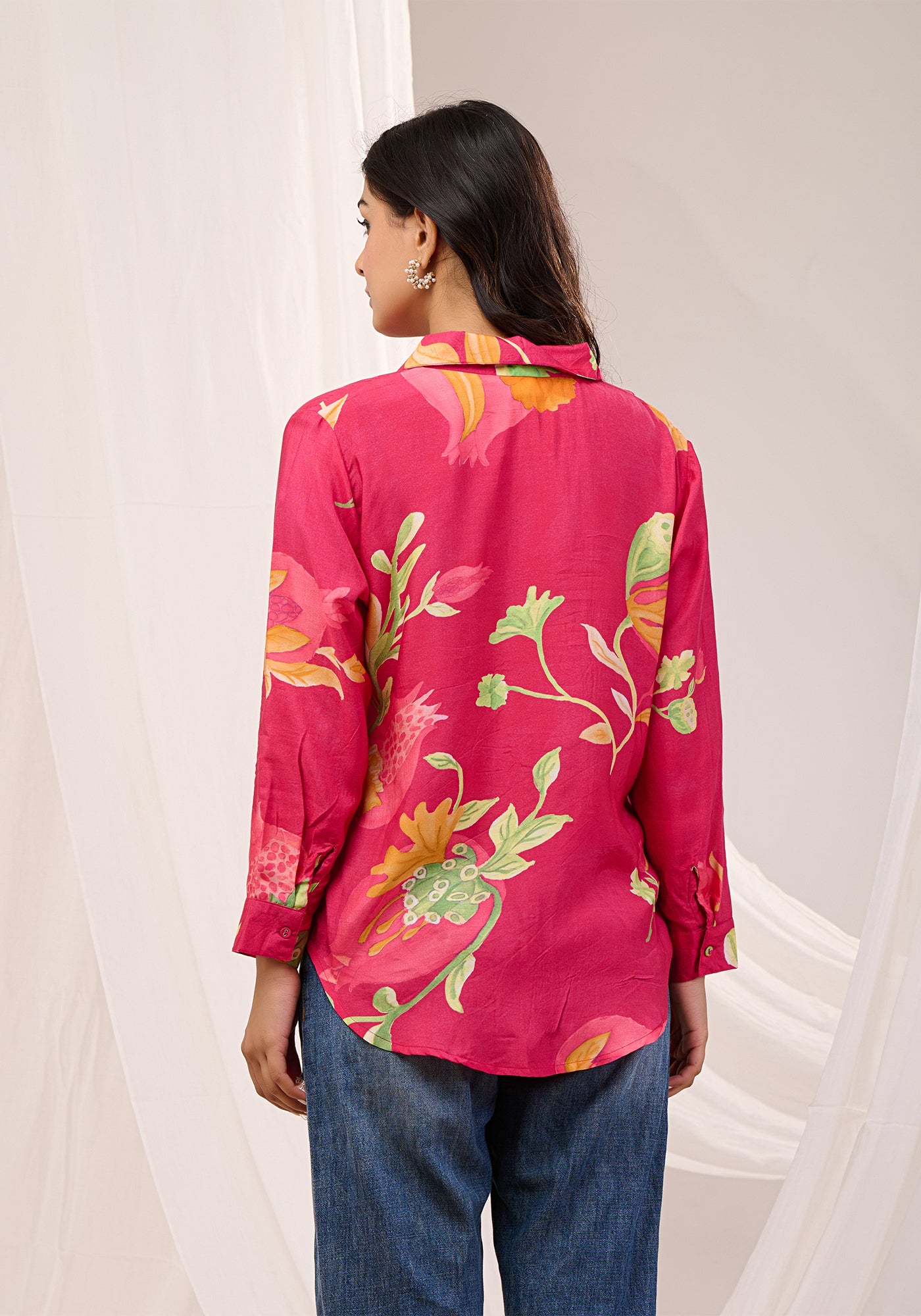 CRIMSON BLOOM BUTTON DOWN SHIRT
