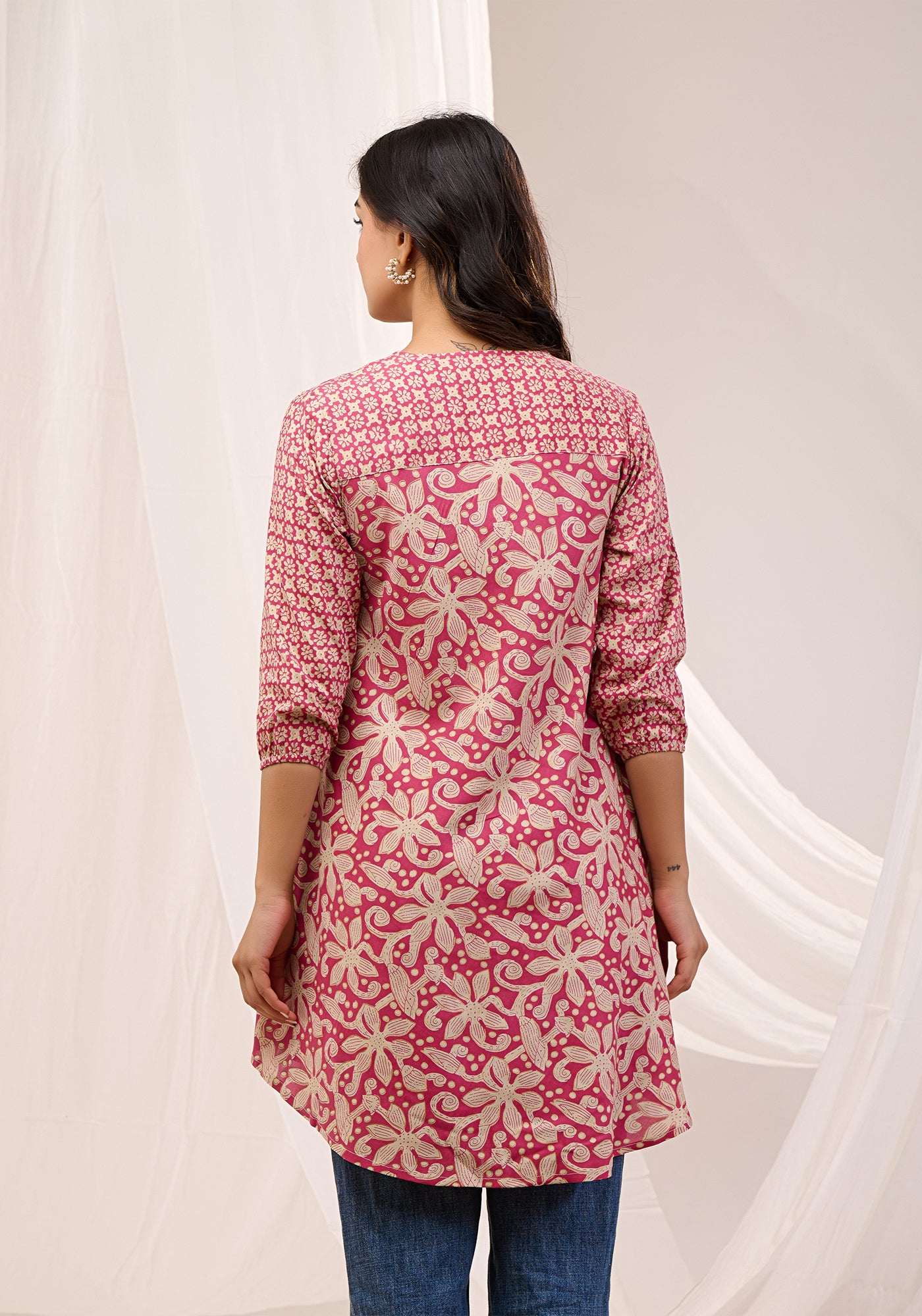 ROSE FILIGREE FLARED TUNIC DRESS