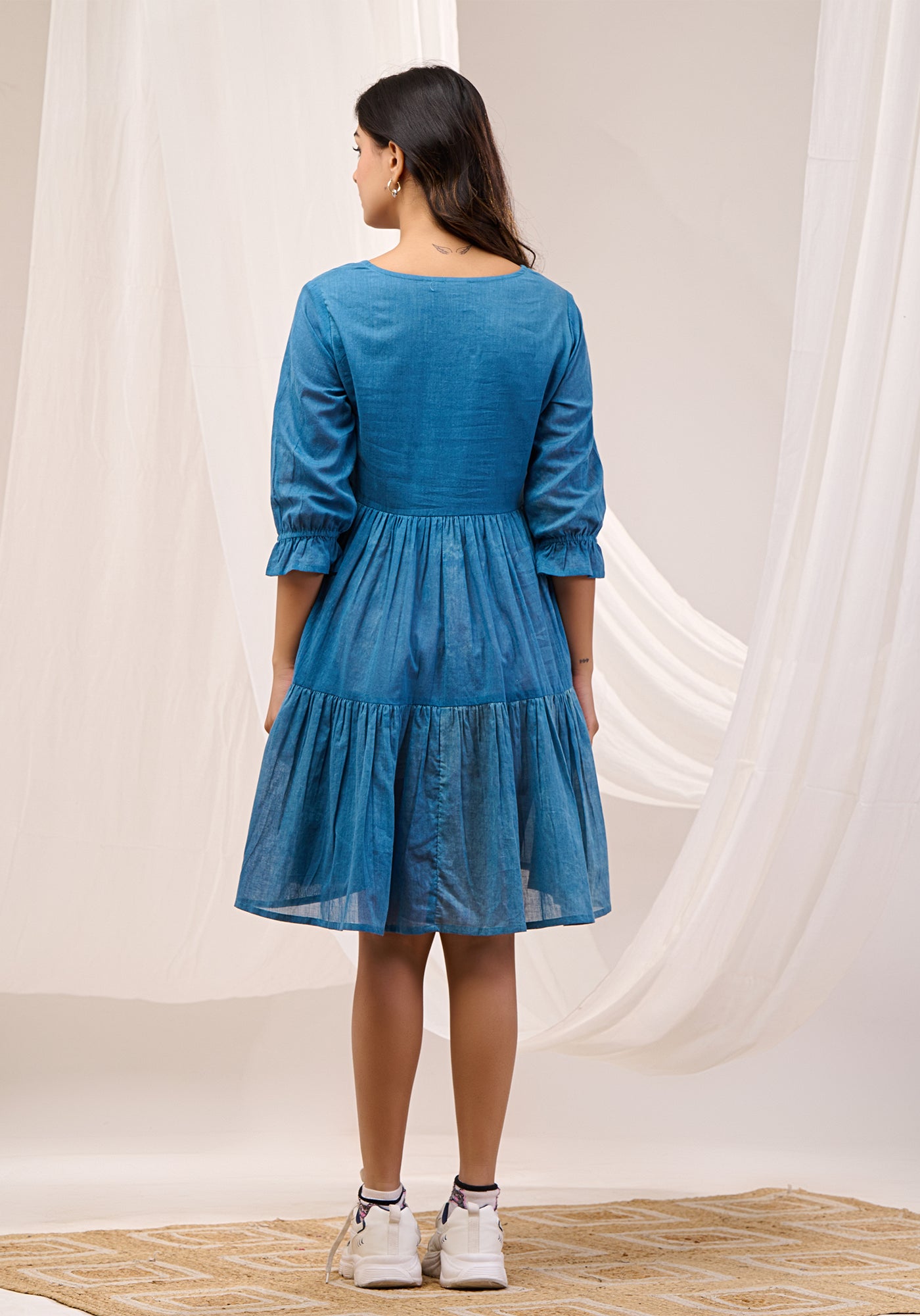BLUEWASH TIERED DRESS