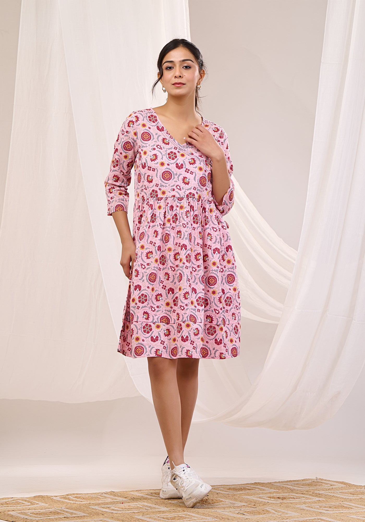 PINK BLOSSOM SWING TUNIC DRESS