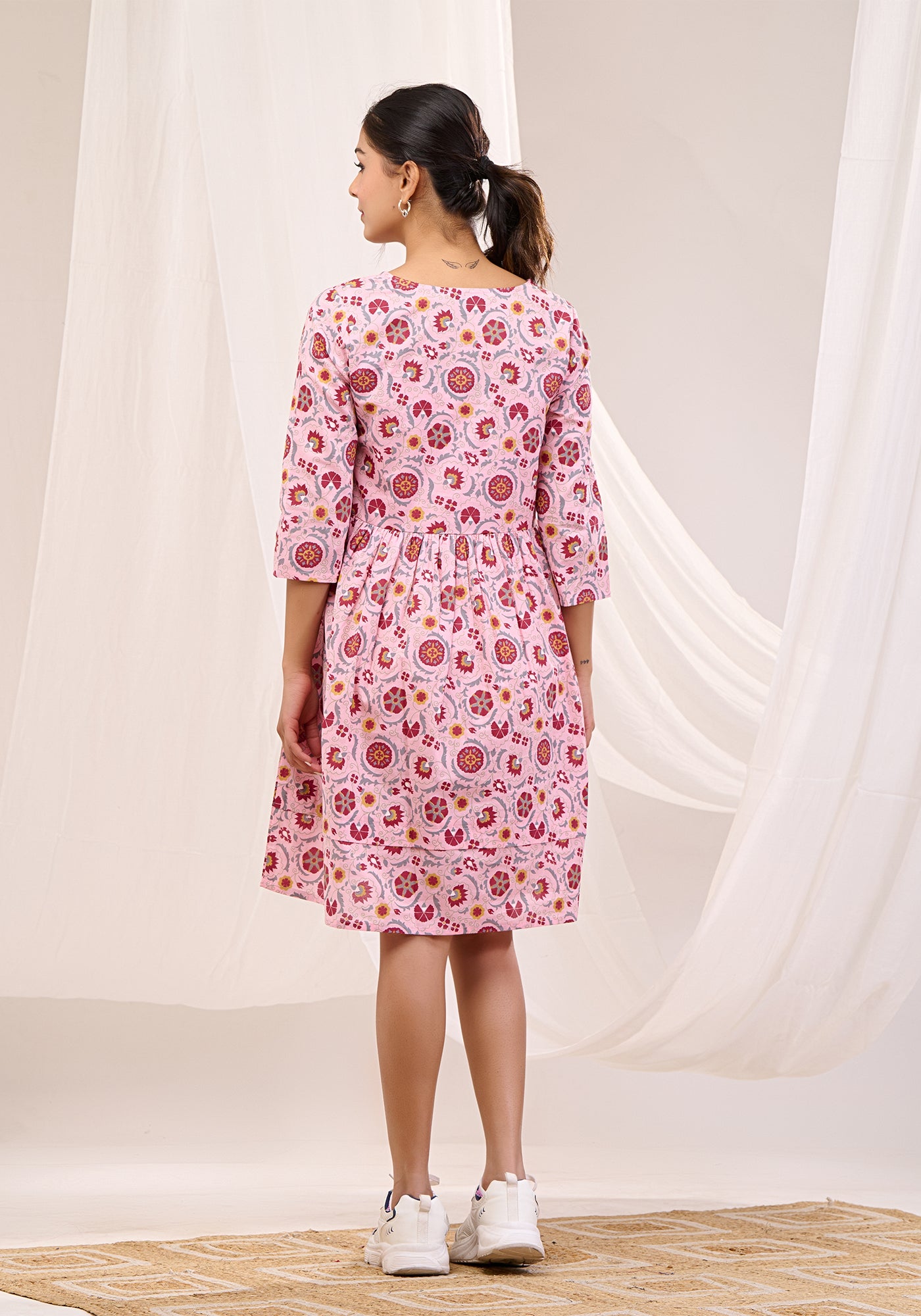 PINK BLOSSOM SWING TUNIC DRESS