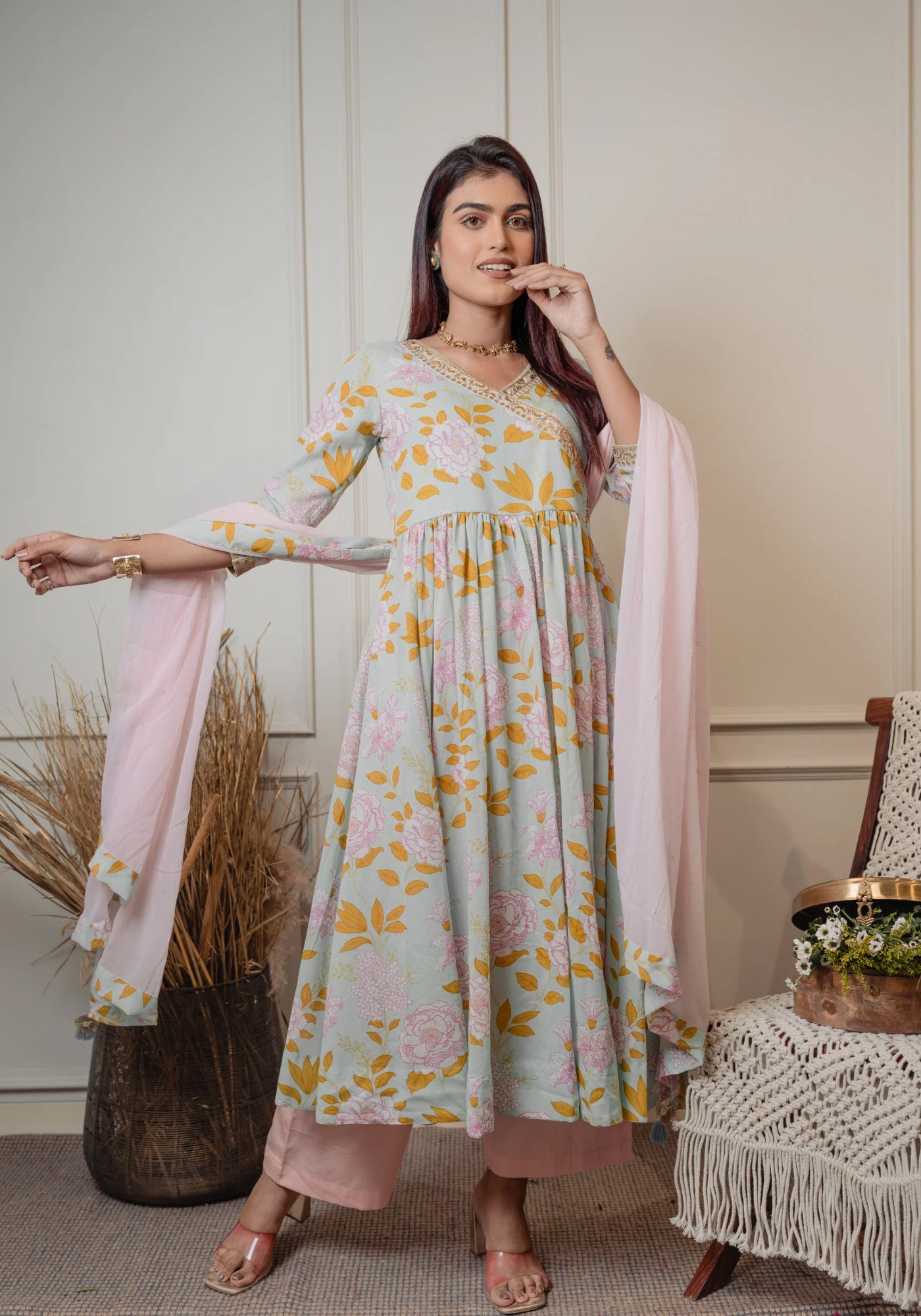 ANAITA 3 PC ANGRAKHA KURTA SET