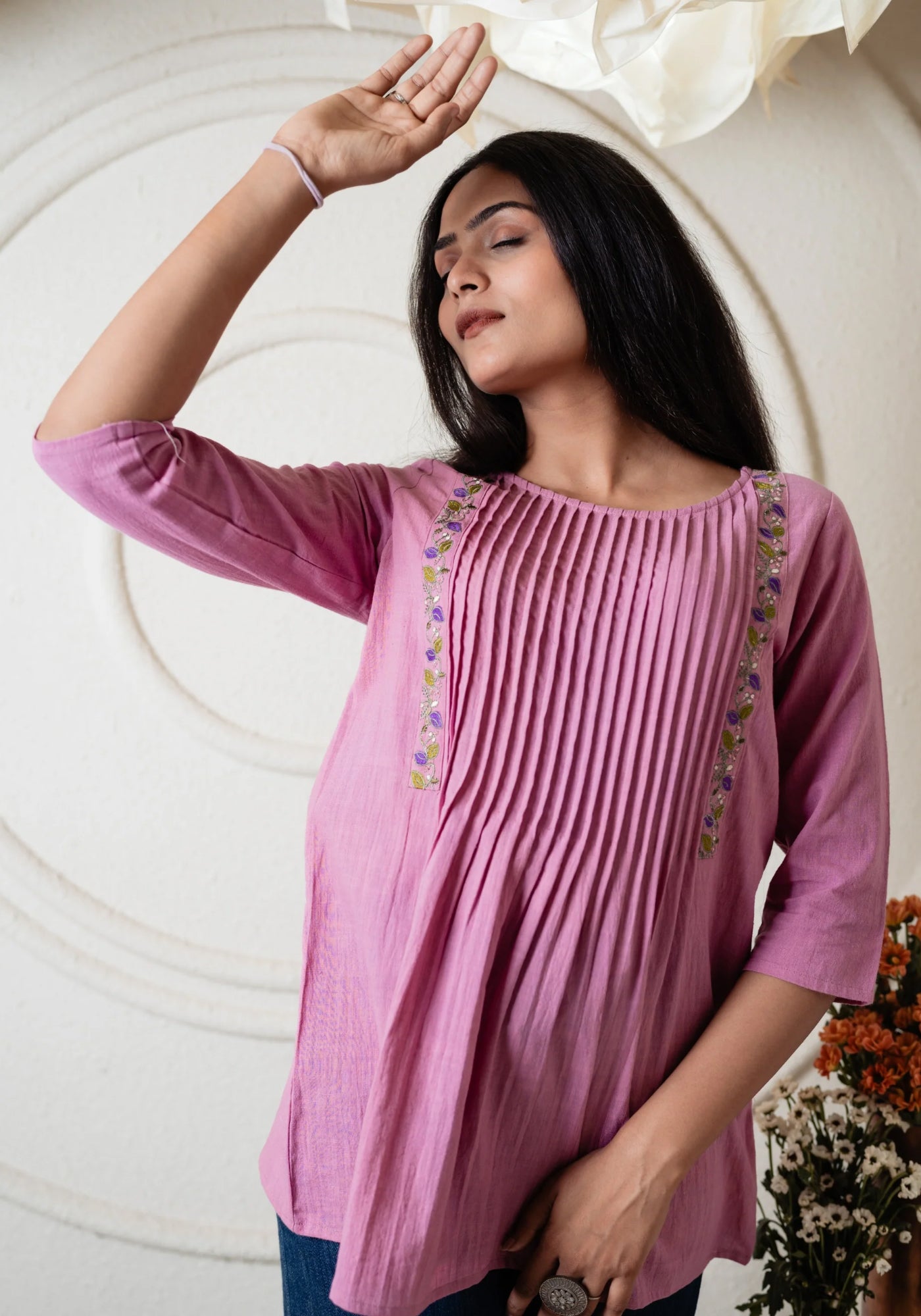 ILLA PLEATED ORCHID TUNIC