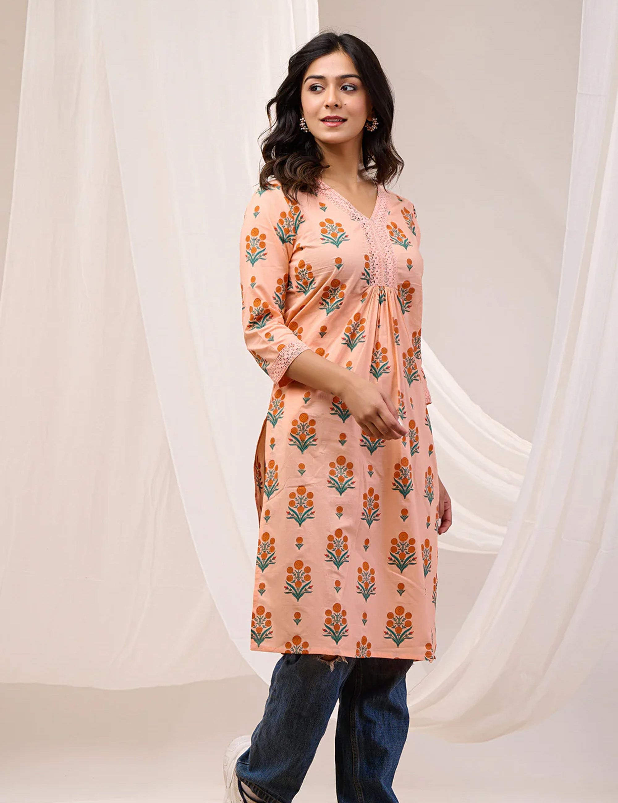 Peach Blossom Kurta