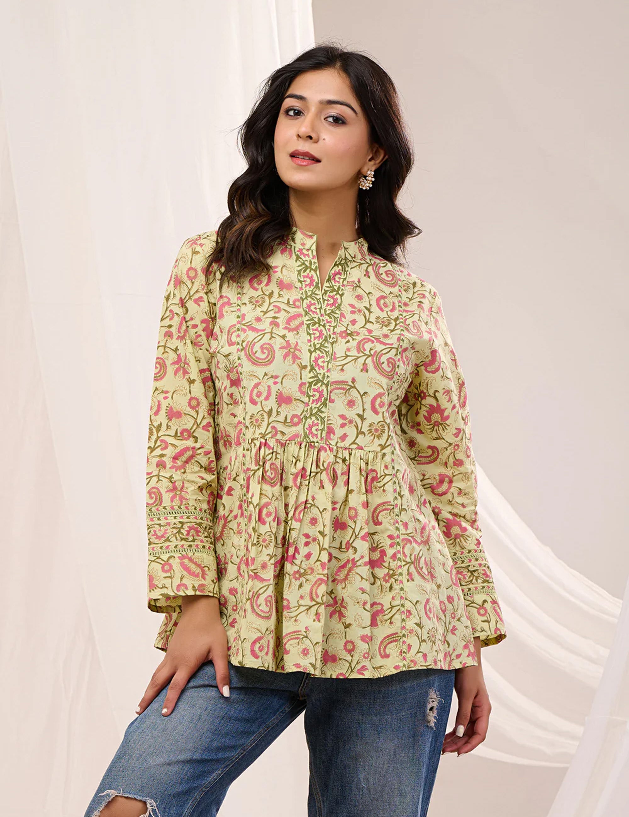 VERDANT VINE PEPLUM TOP