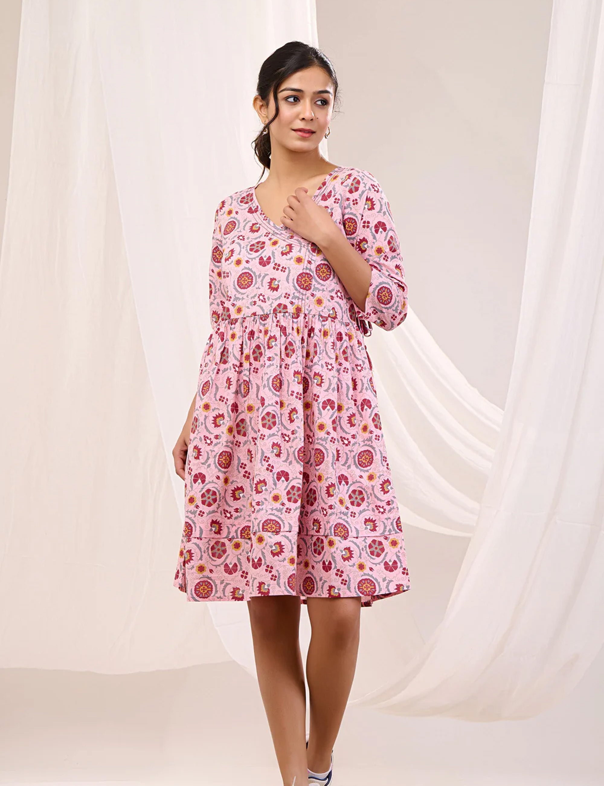 PINK BLOSSOM SWING TUNIC DRESS