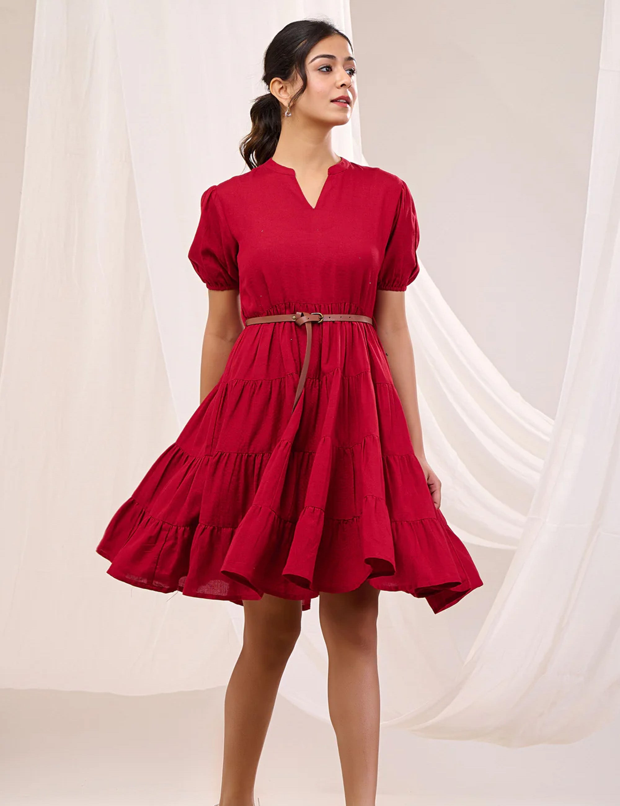 CRIMSON CASCADE DRESS