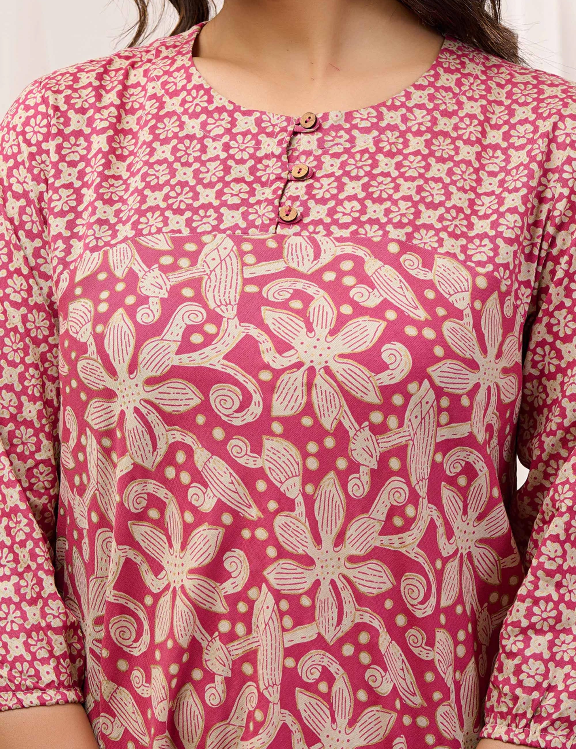 ROSE FILIGREE FLARED TUNIC DRESS
