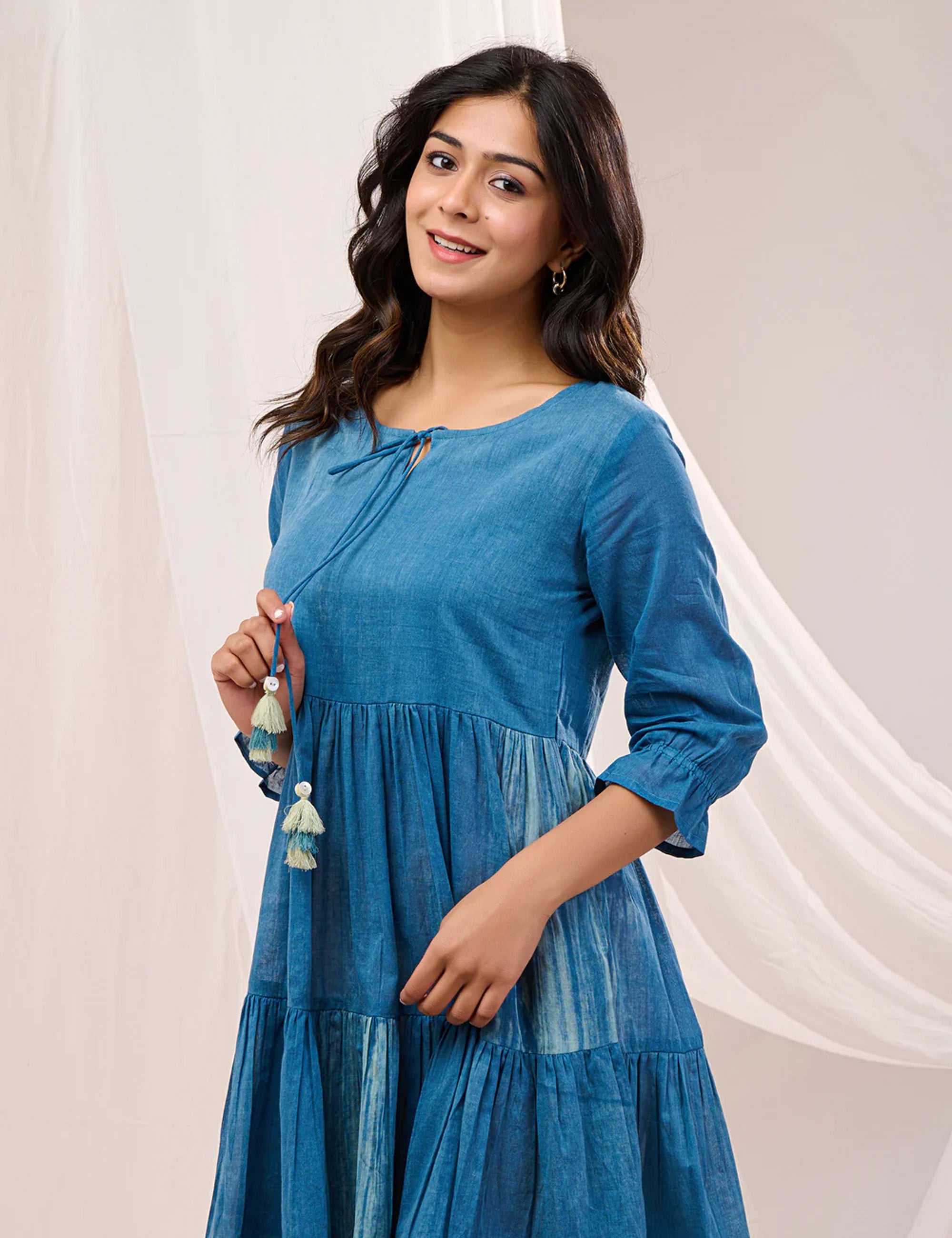 BLUEWASH TIERED DRESS