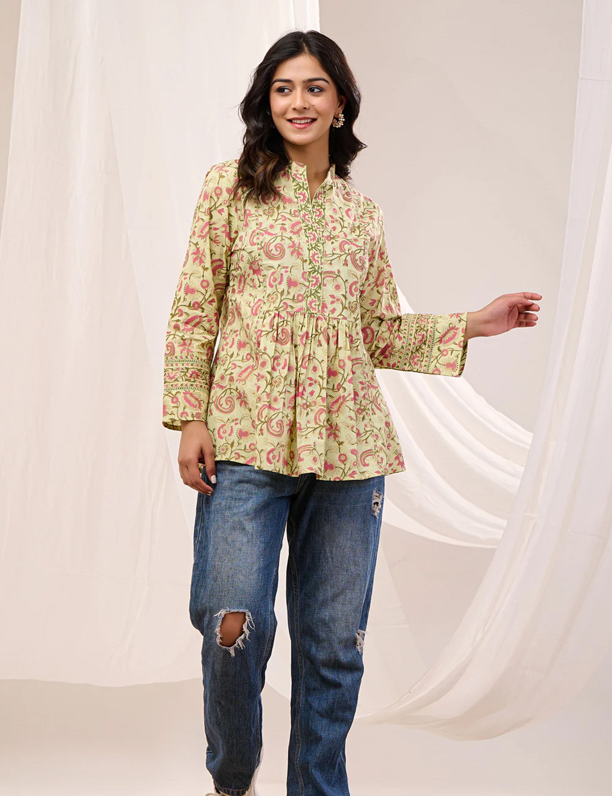 VERDANT VINE PEPLUM TOP