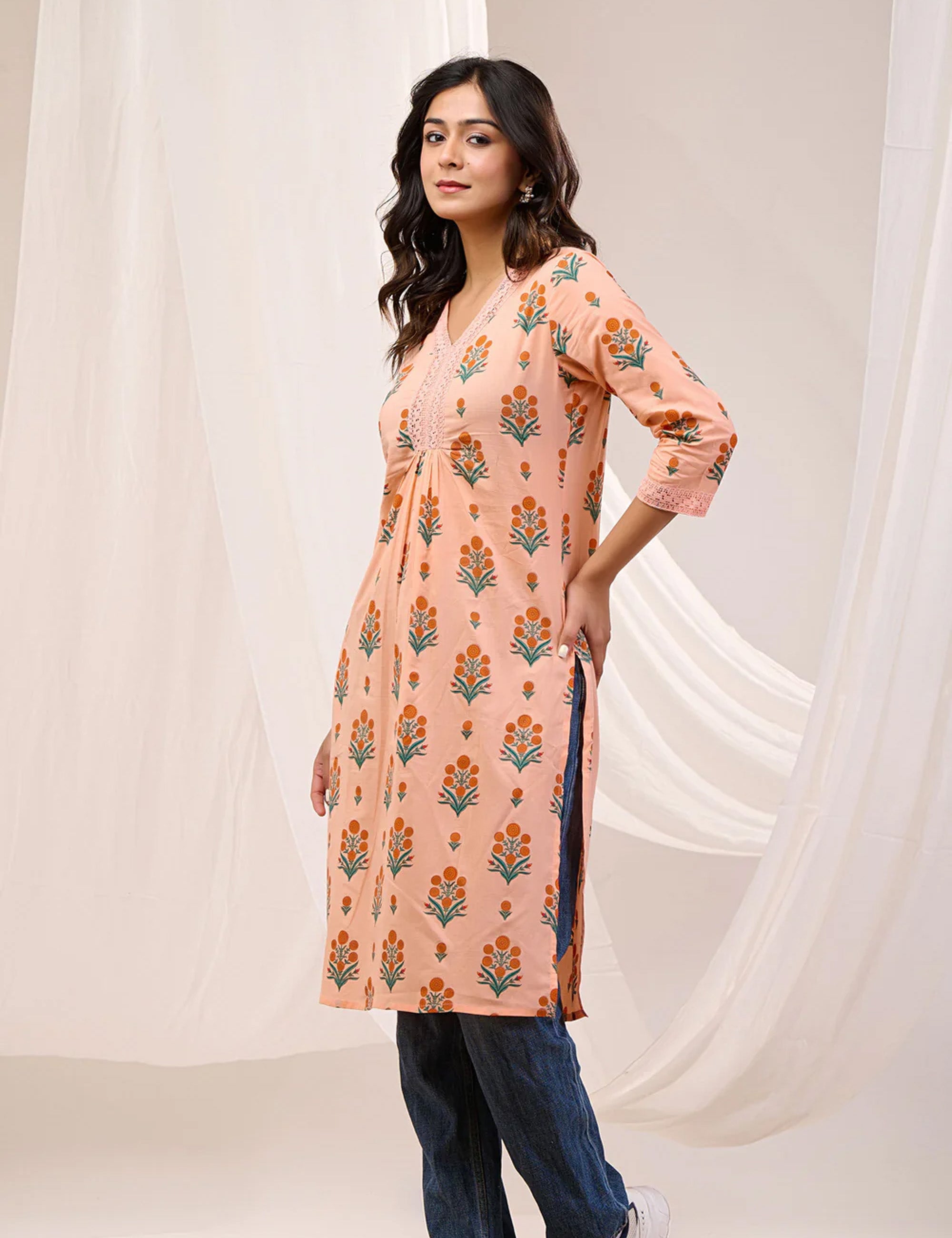 Peach Blossom Kurta