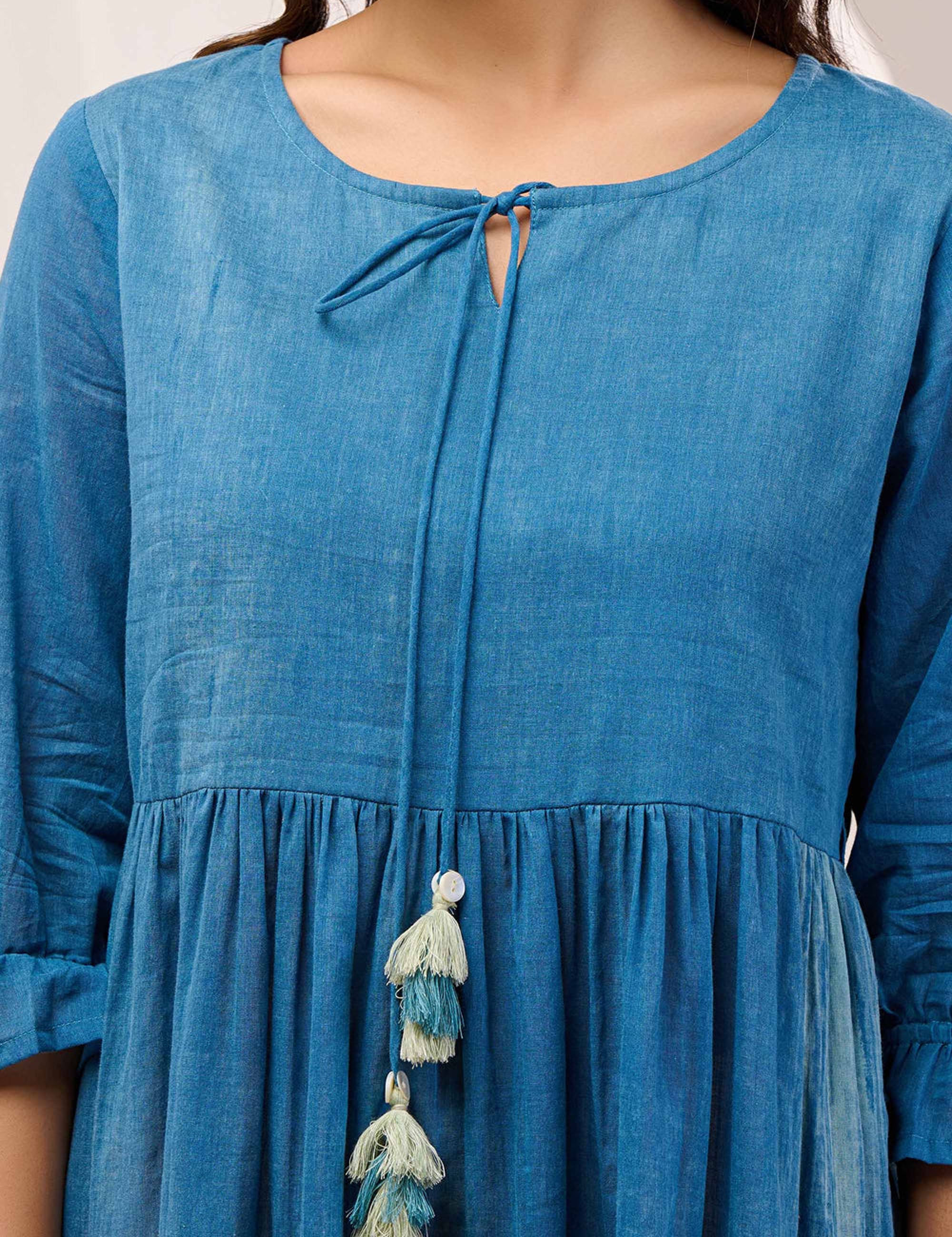 BLUEWASH TIERED DRESS