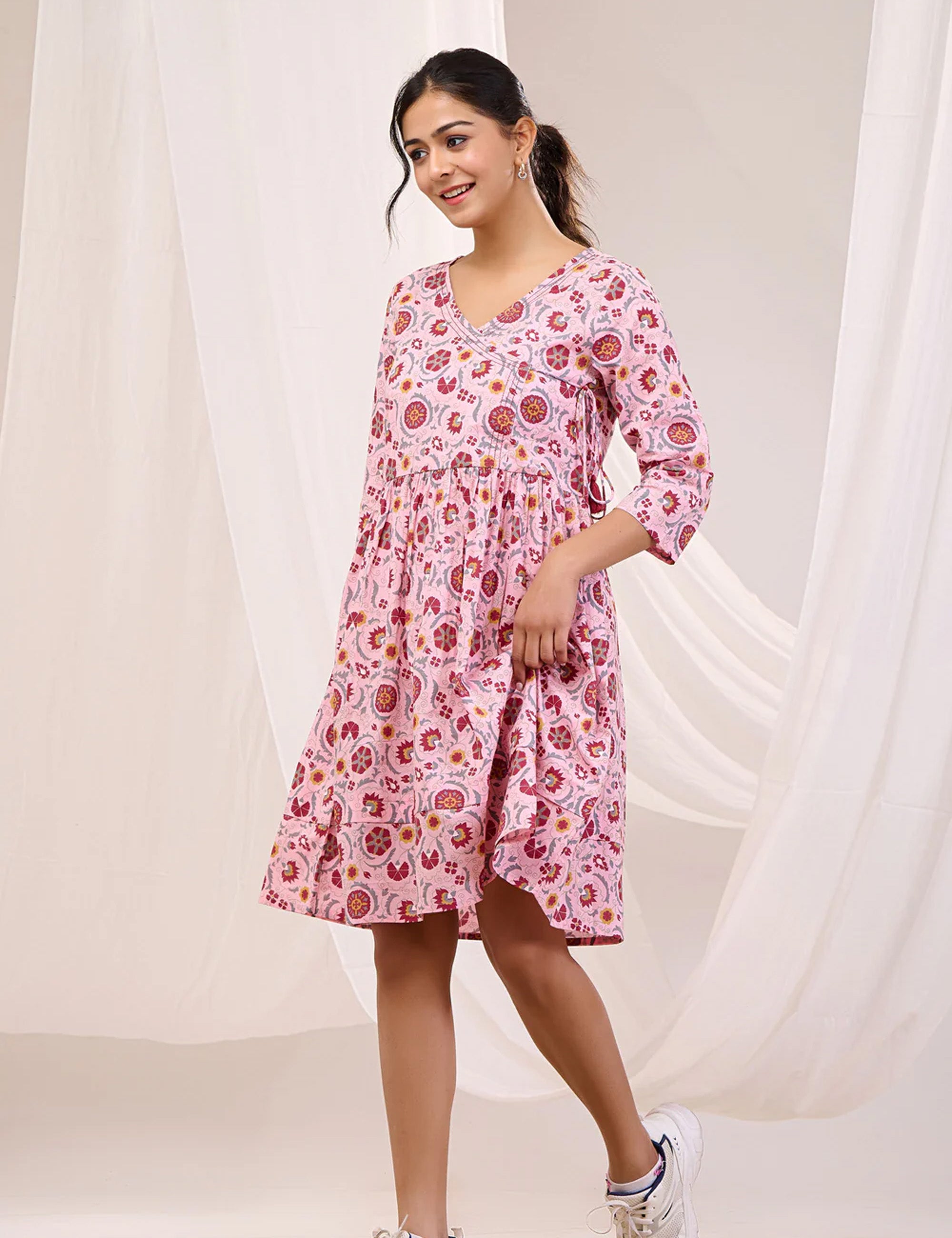 PINK BLOSSOM SWING TUNIC DRESS