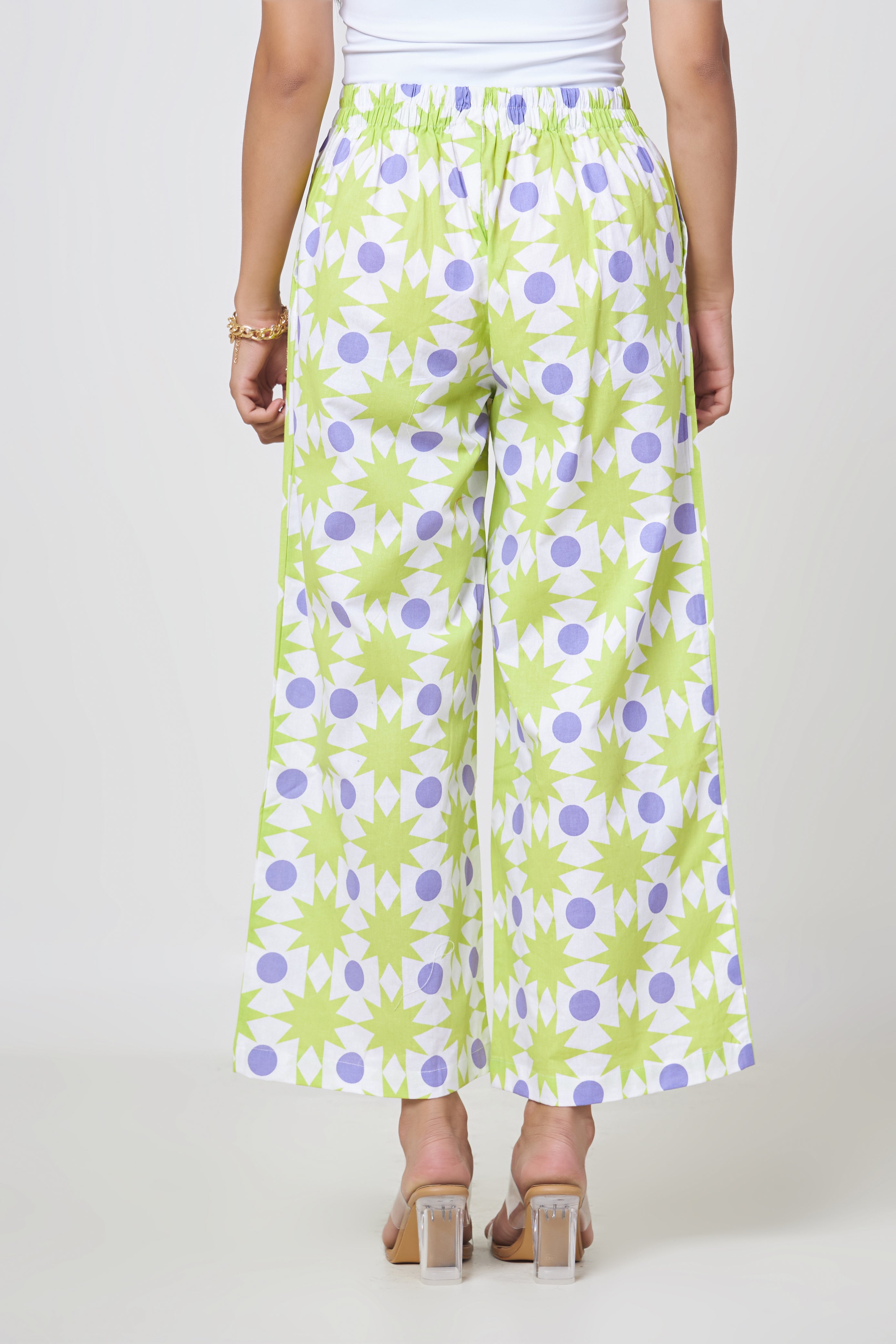 Ira Lime Star Wide-Leg Pants