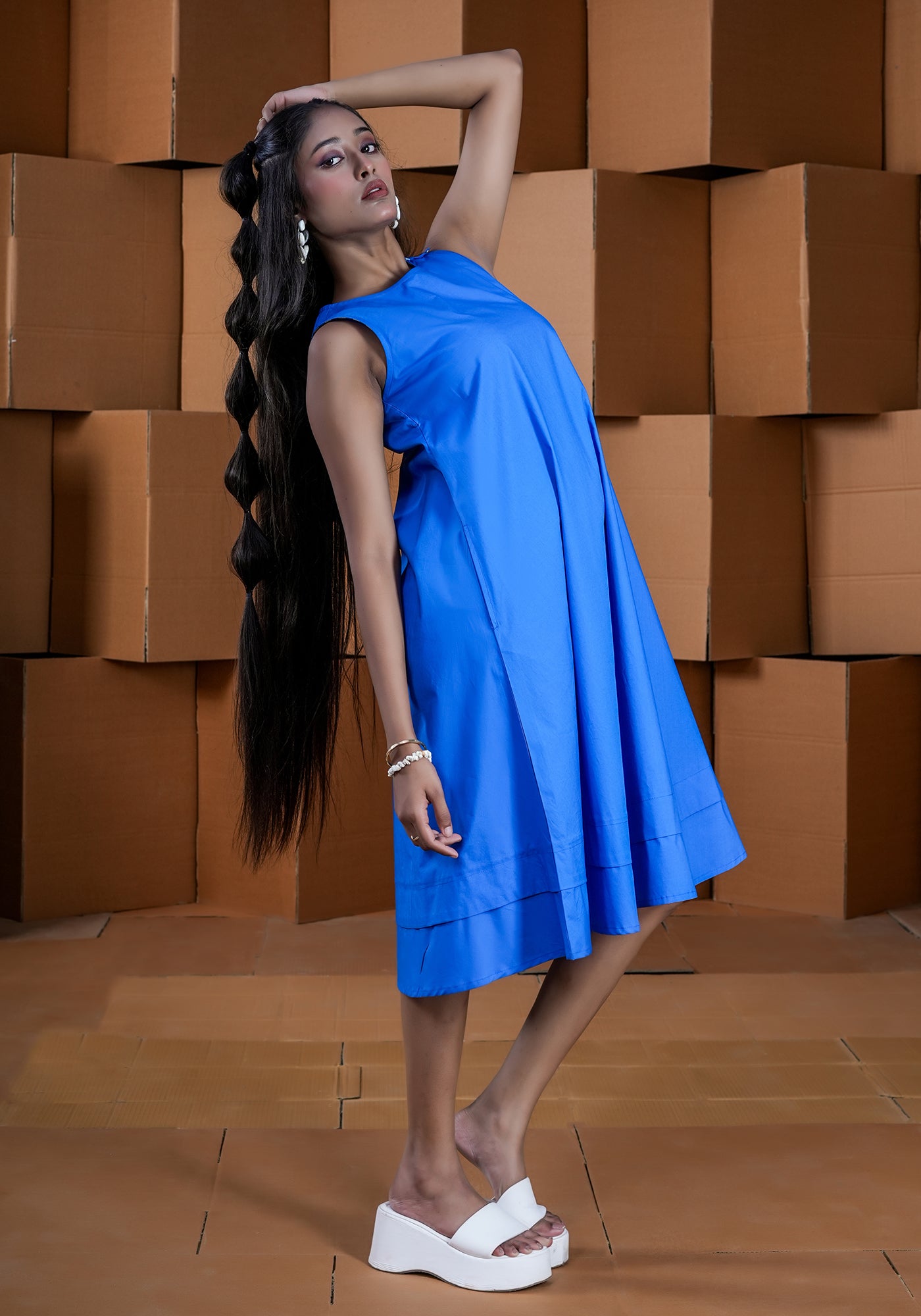 BLUE DOUBLE BOTTOM DRESS