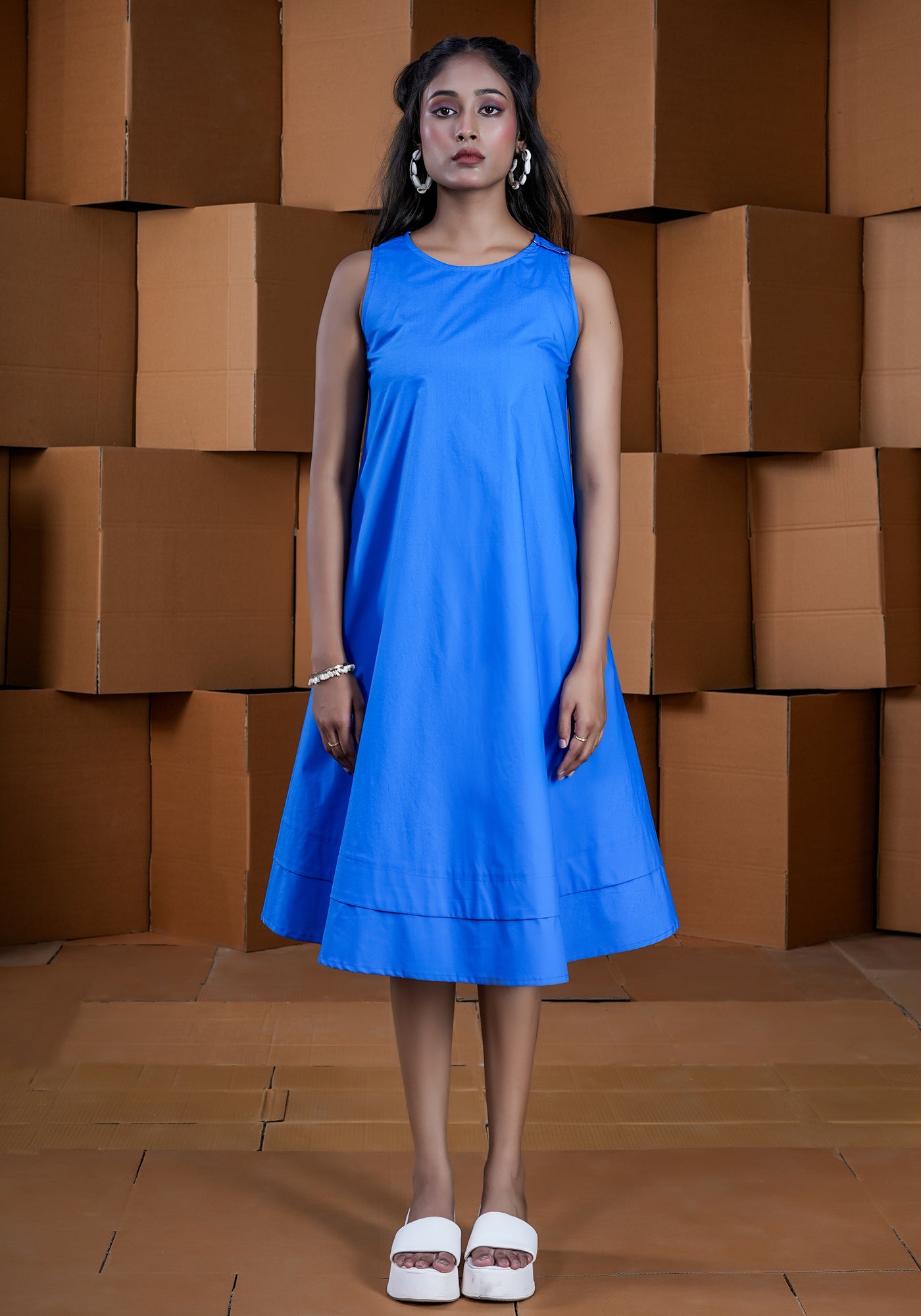 BLUE DOUBLE BOTTOM DRESS