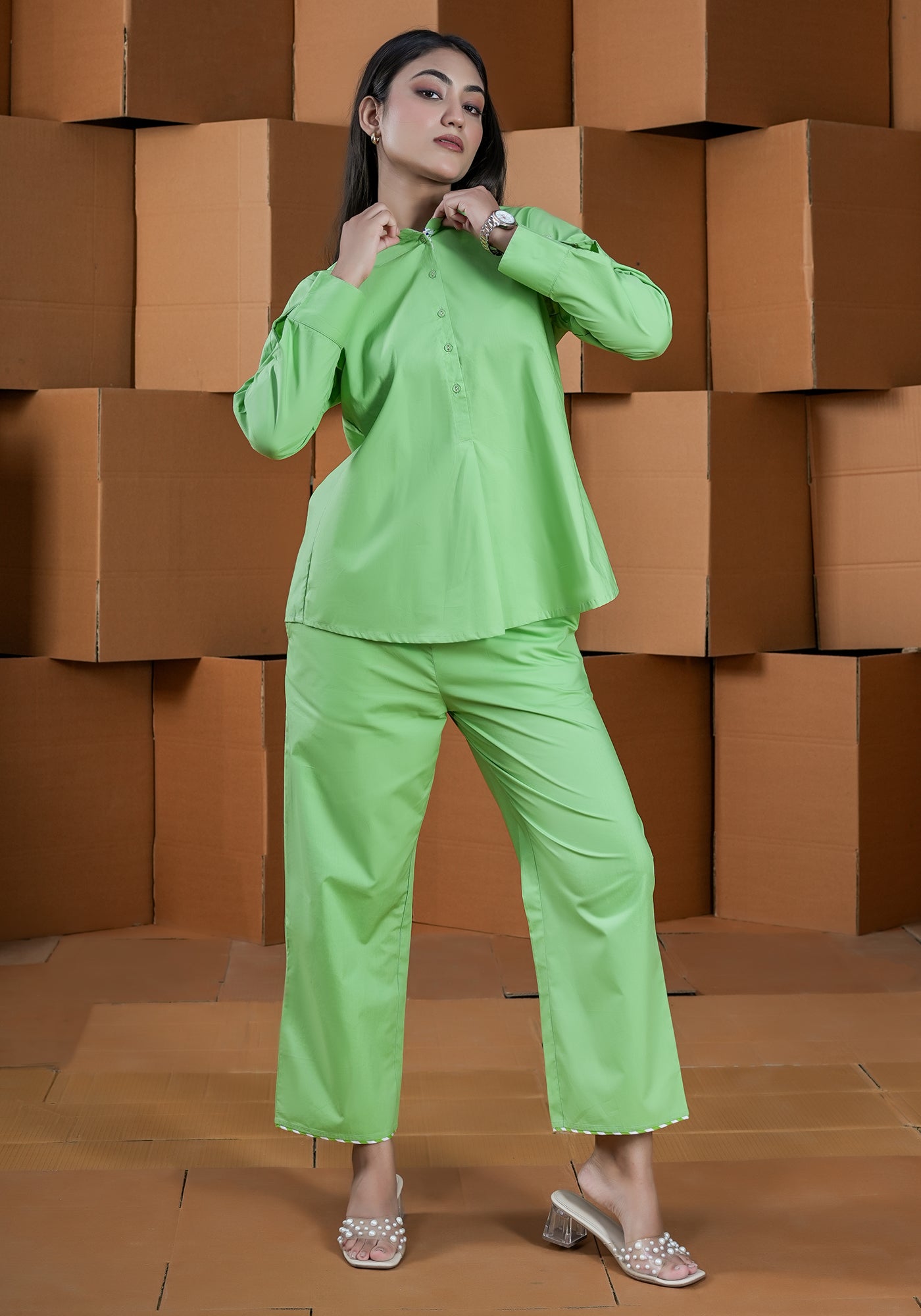 GREEN BACK LOOP SHIRT