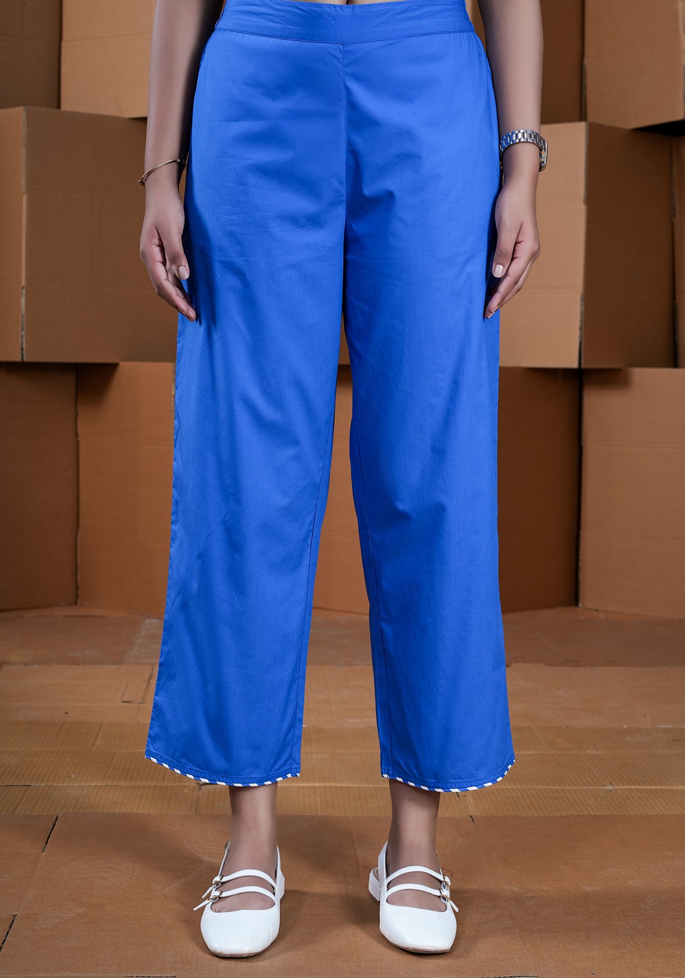 BLUE PIPING DETAIL PANTS