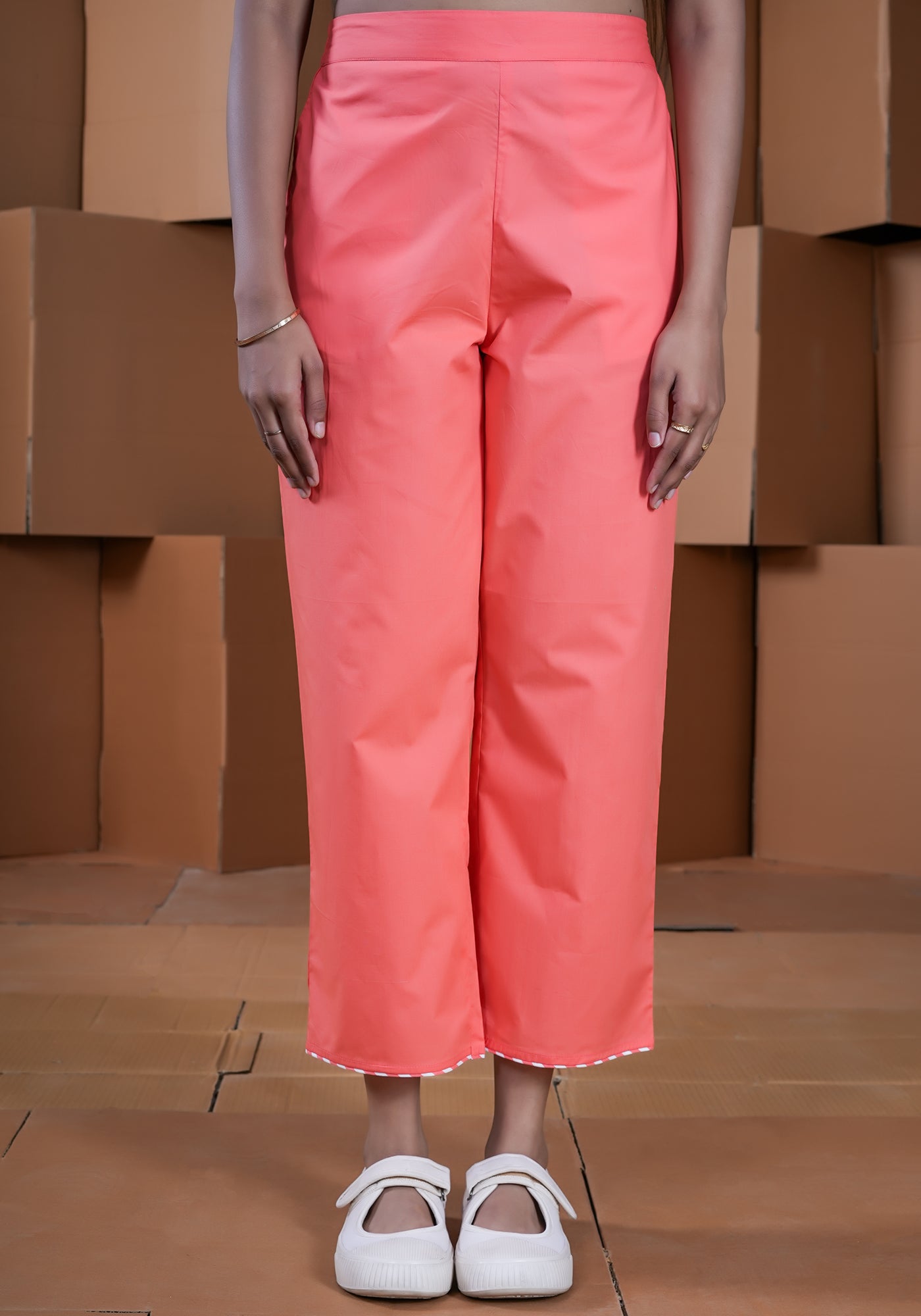 ORANGE PIPING  DETAIL PANTS